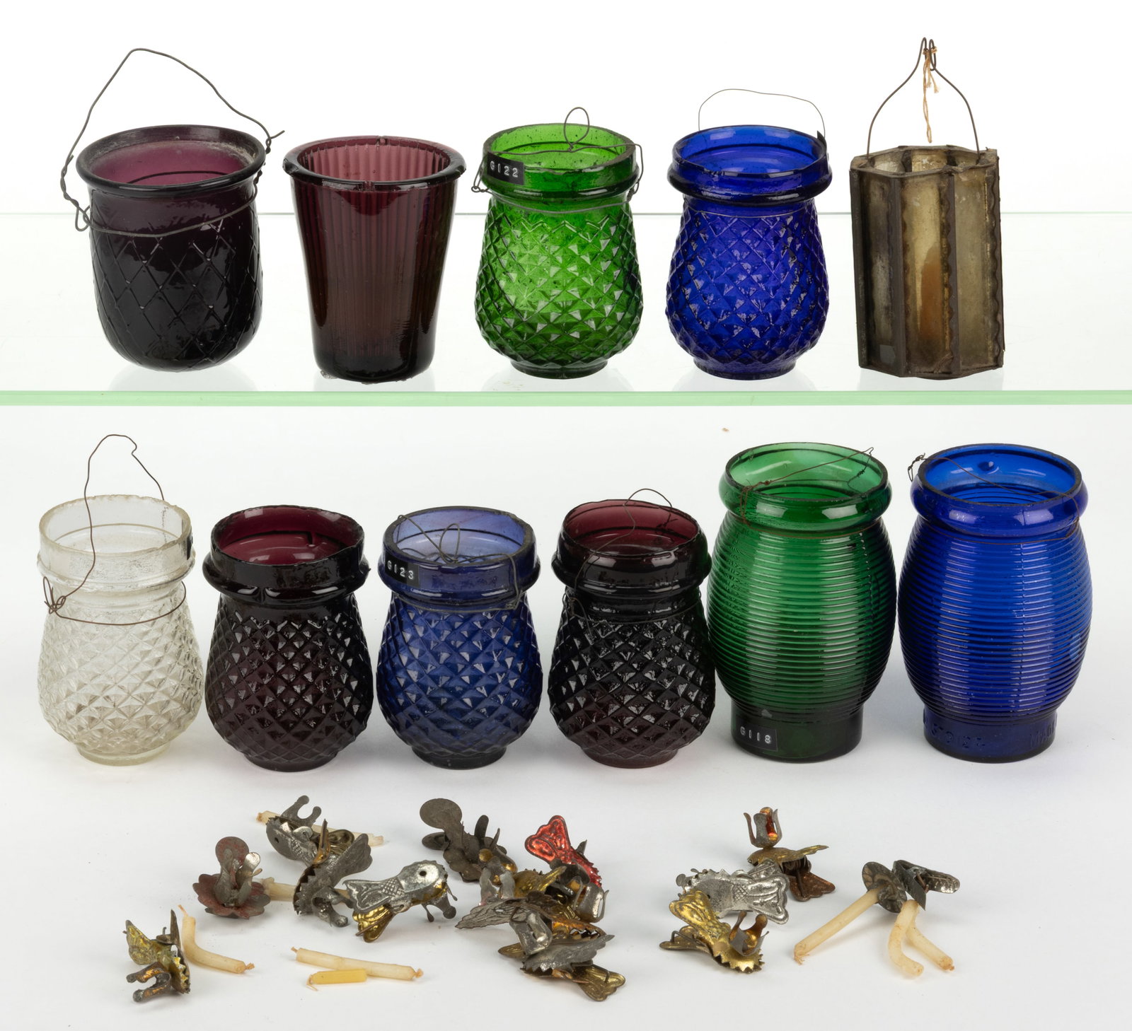 ASSORTED VICTORIAN BLOWN-MOLDED AND OTHER GLASS CHRISTMAS LIGHTS / ARTICLES, LOT OF 12 (1 of 1)