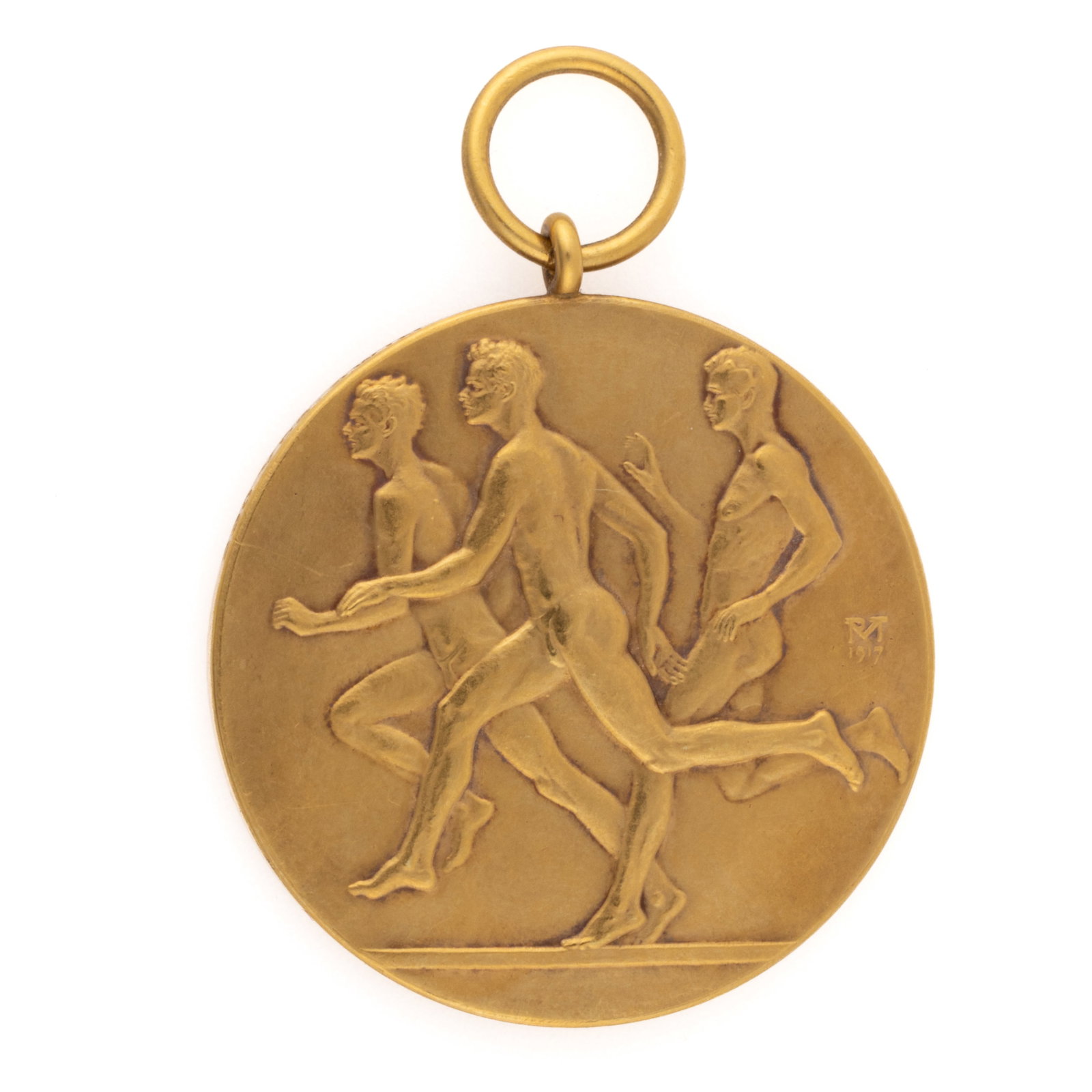 1924 INTERCOLLEGIATE CONFERENCE ATHLETIC ASSOCIATION SWIMMING 10K YELLOW GOLD MEDAL, WON BY FORMER (1 of 2)