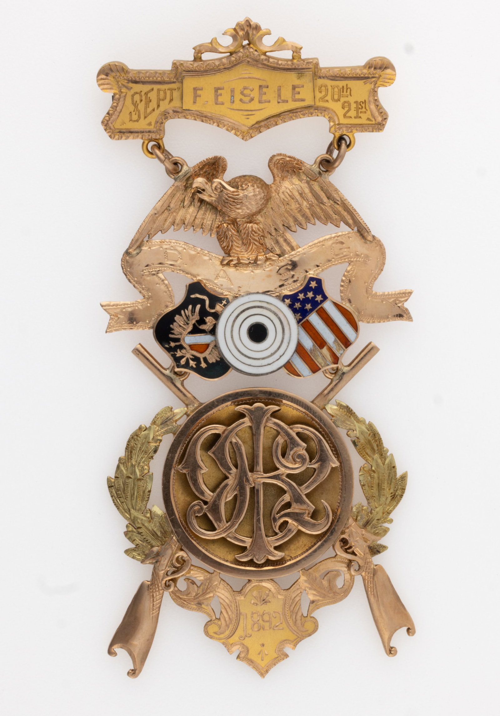 1892 RIFLEMAN / SHOOTING 10K GOLD MEDAL (1 of 2)