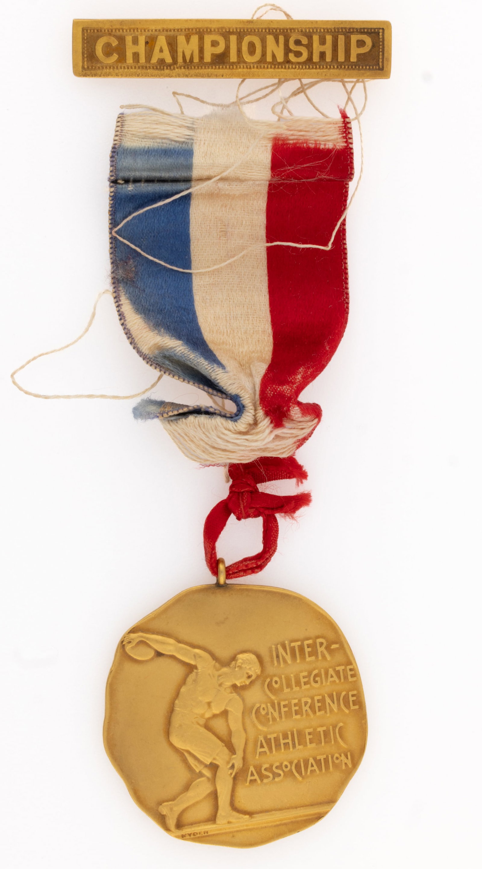 1924 INTERCOLLEGIATE CONFERENCE ATHLETIC ASSOCIATION SWIMMING 10K YELLOW GOLD MEDAL, WON BY FORMER (1 of 2)