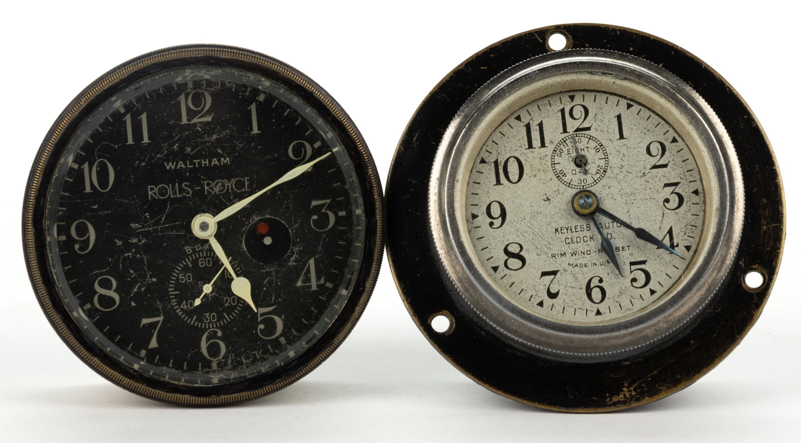 ROLLS ROYCE AND OTHER AUTOMOTIVE CLOCKS, LOT OF TWO (1 of 1)