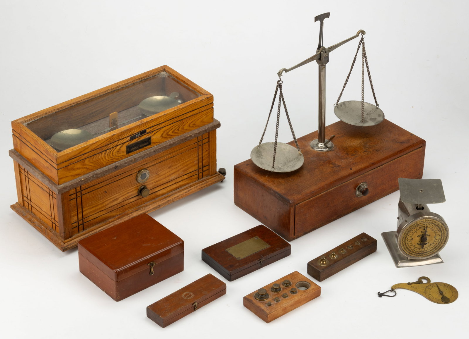 ASSORTED BALANCE SCALES AND WEIGHT SETS, LOT OF NINE (1 of 2)