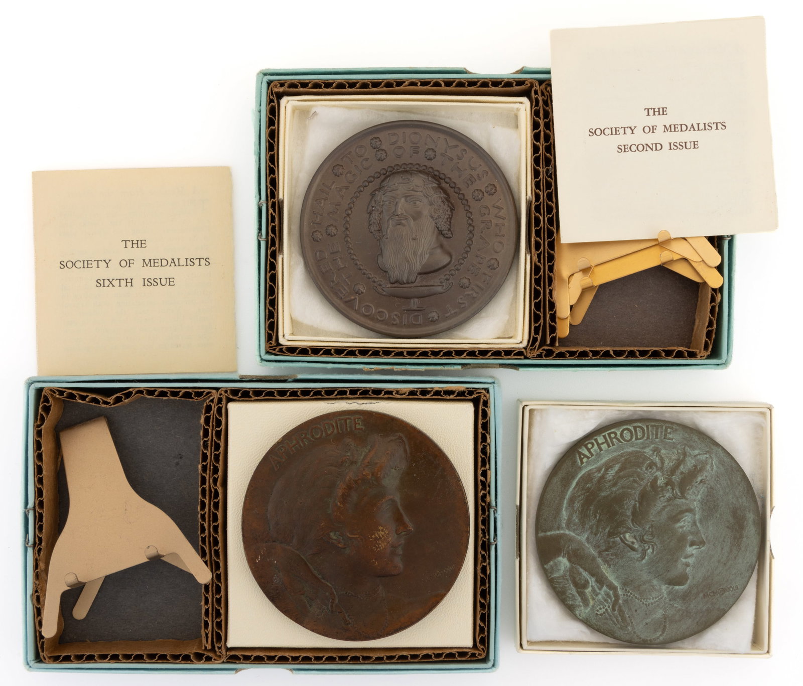 SOCIETY OF MEDALISTS BRONZE "APHRODITE" AND "DIONYSUS" MEDALS, LOT OF THREE (1 of 1)