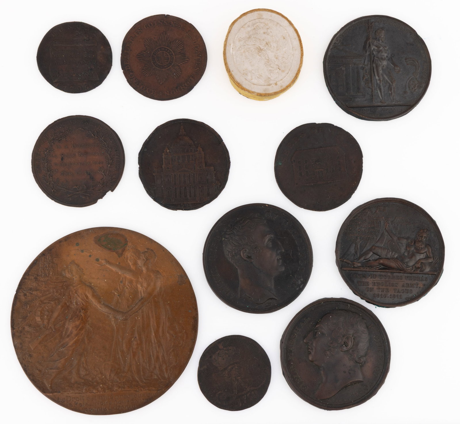 EUROPEAN DECORATIVE MEDALS / COINS / TOKENS / INTAGLIOS, LOT OF 12 (1 of 1)