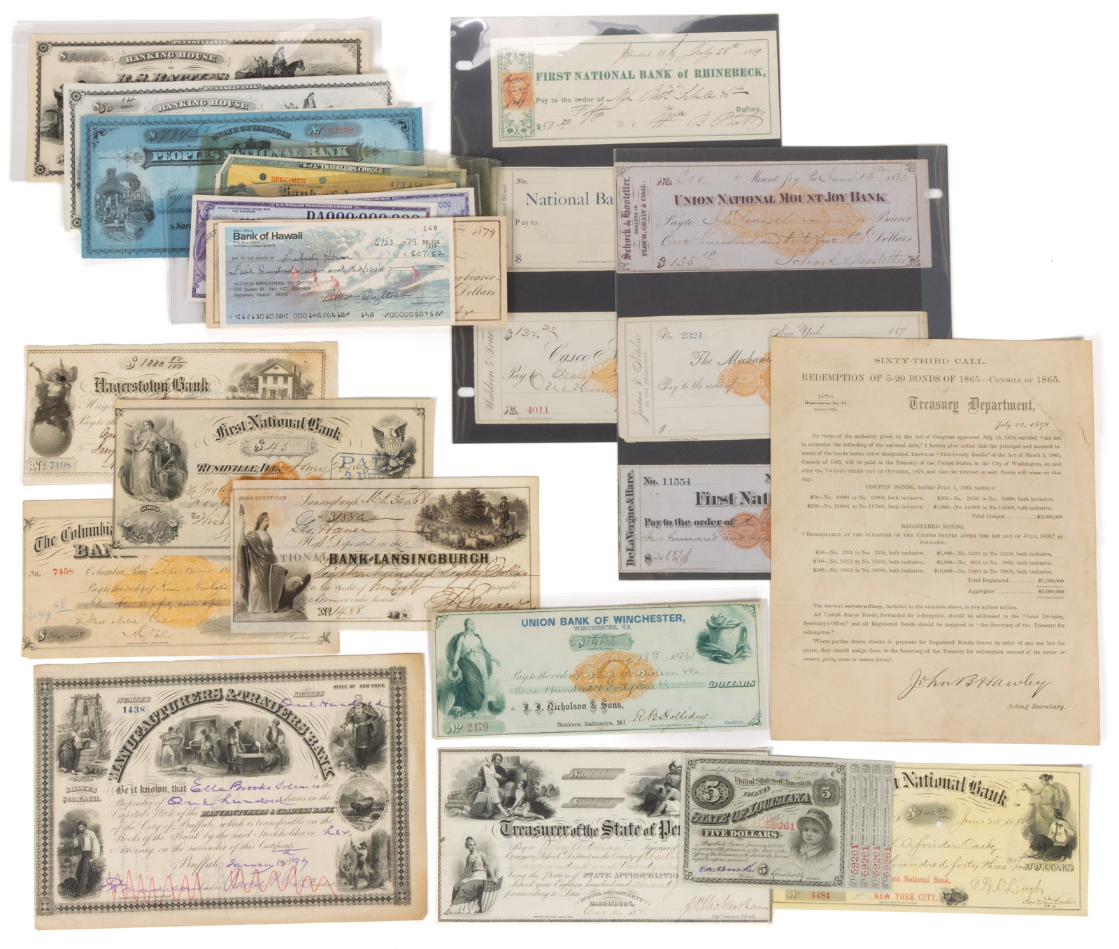 ASSORTED UNITED STATES BANK AND RELATED PRINTED MATERIALS, UNCOUNTED LOT (1 of 2)