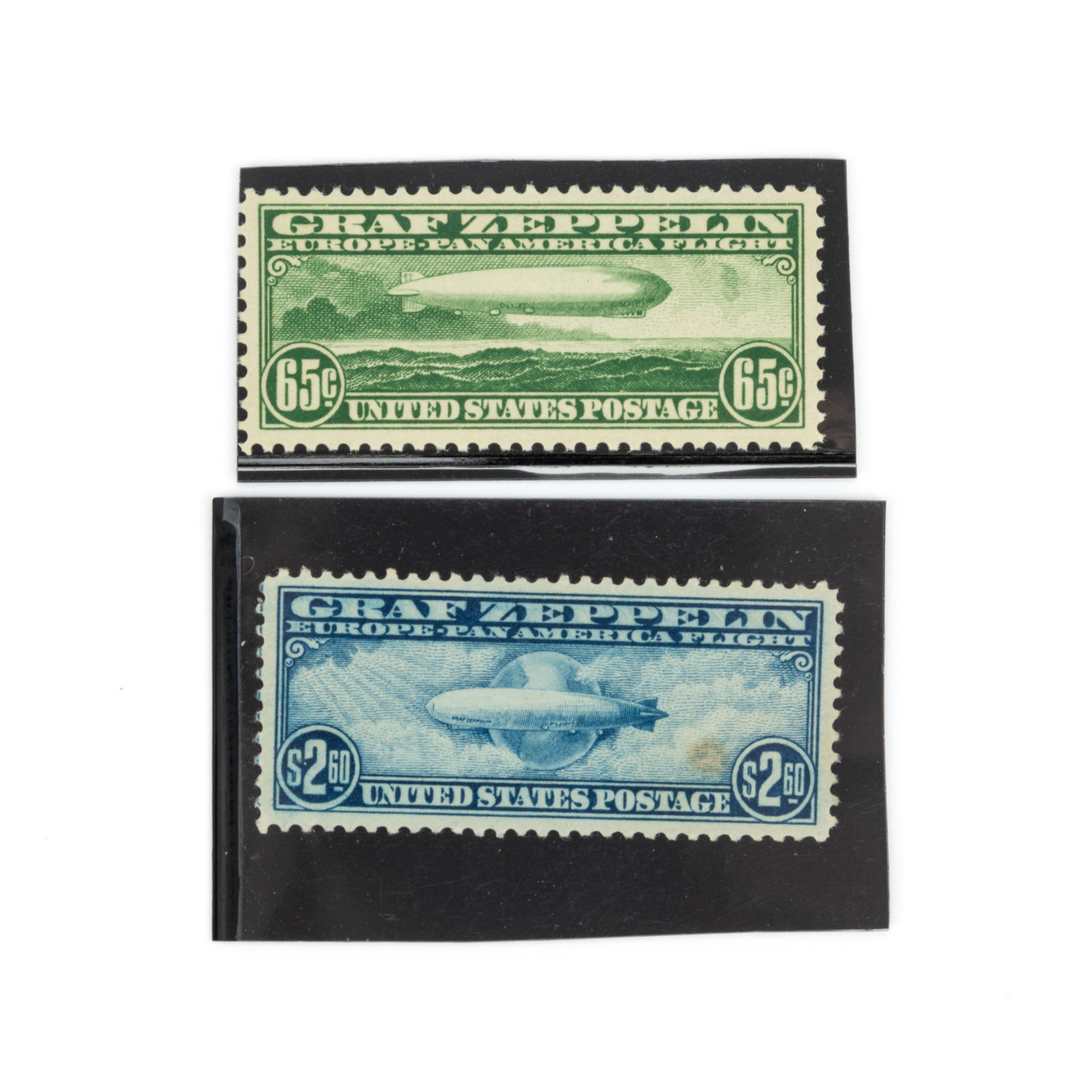 UNITED STATES UNUSED GRAF ZEPPELIN AIR MAIL POSTAGE STAMPS, LOT OF TWO (1 of 2)
