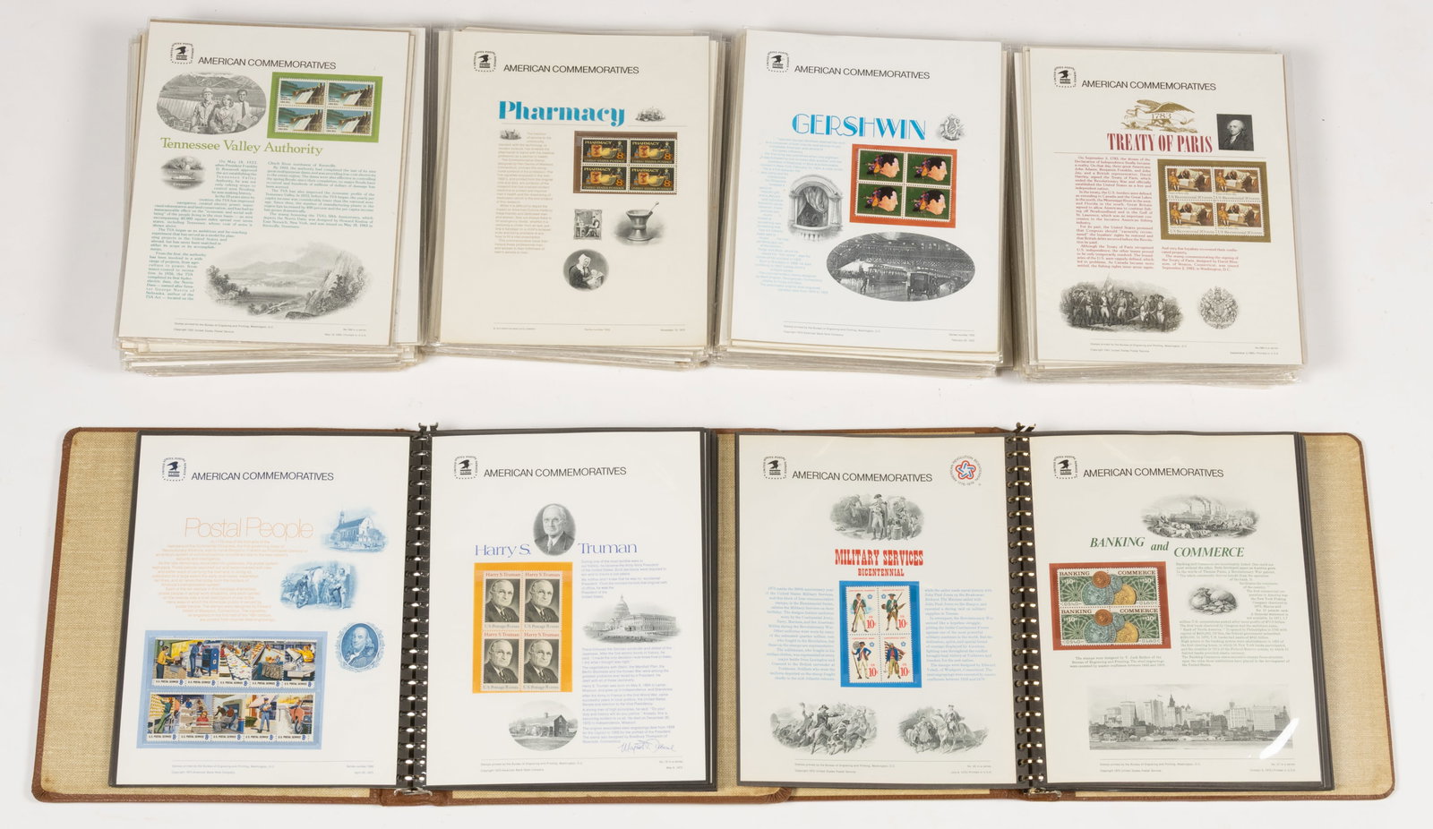 ASSORTED UNITED STATES POSTAL SERVICE AMERICAN COMMEMORATIVE STAMP COLLECTOR PANELS, UNCOUNTED LOT (1 of 1)