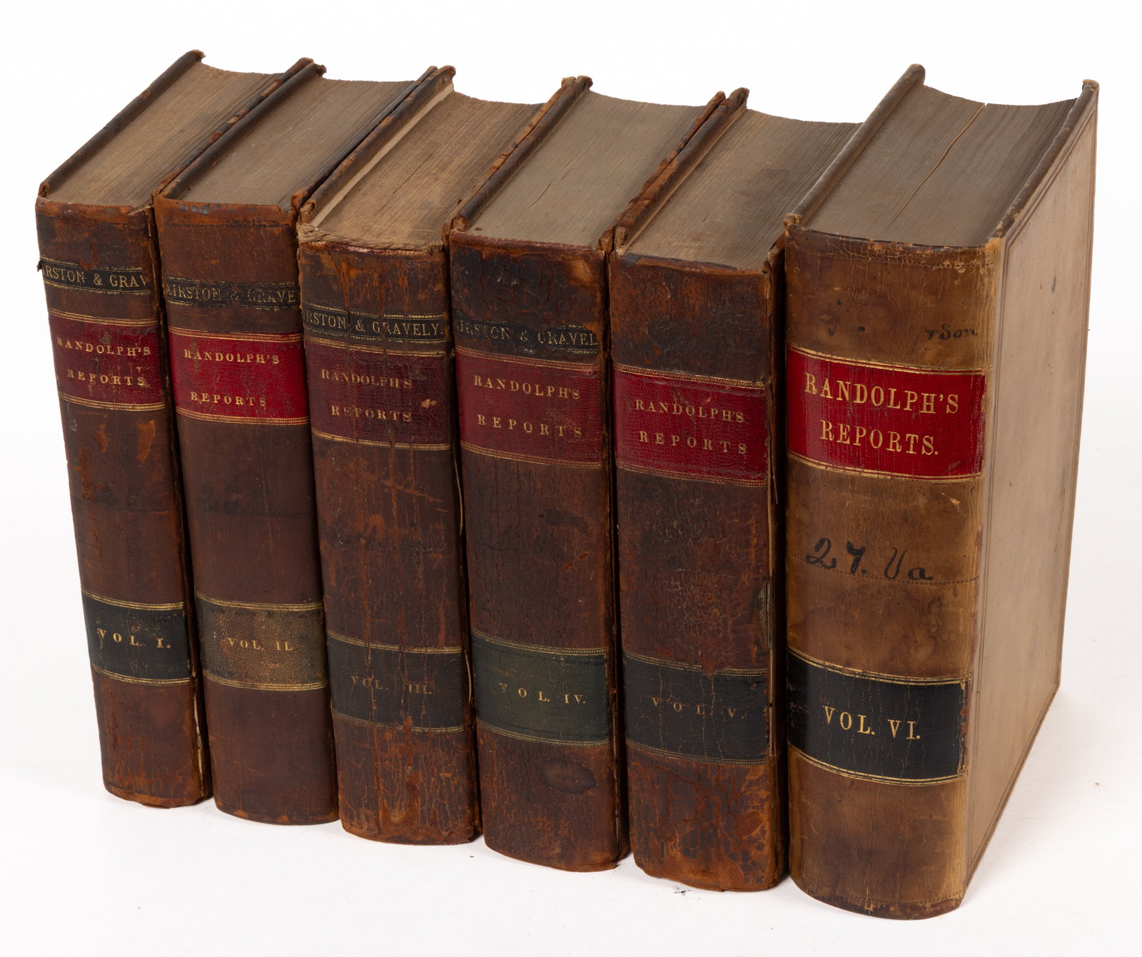 ANTIQUARIAN VIRGINIA COURTS / LAW SIX-VOLUME SET: ANTIQUARIAN VIRGINIA COURTS / LAW SIX-VOLUME SET, Peyton Randolph, Reports of Cases Argued and Determined in the Court of Appeals of Virginia, Richmond: Vols. I-V published by Peter Cottom, 