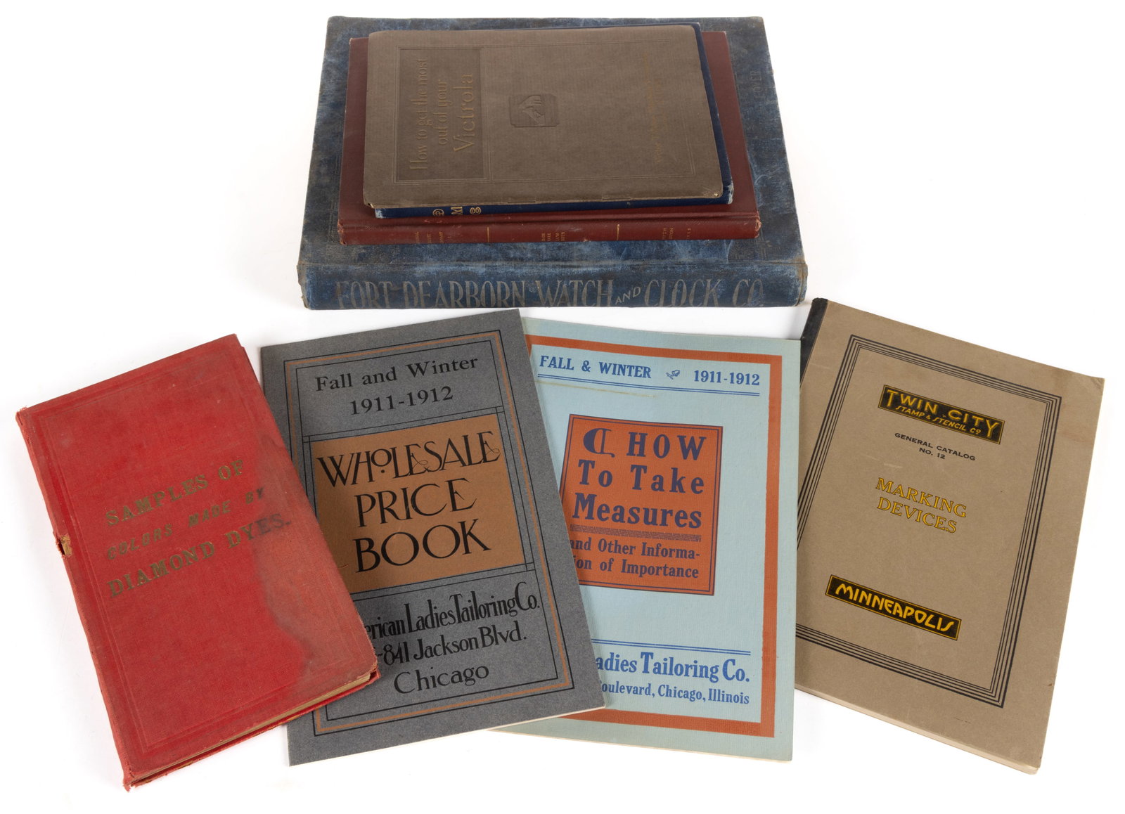 ANTIQUARIAN AMERICAN TRADE CATALOGS AND RELATED BUSINESS VOLUMES, LOT OF EIGHT (1 of 1)