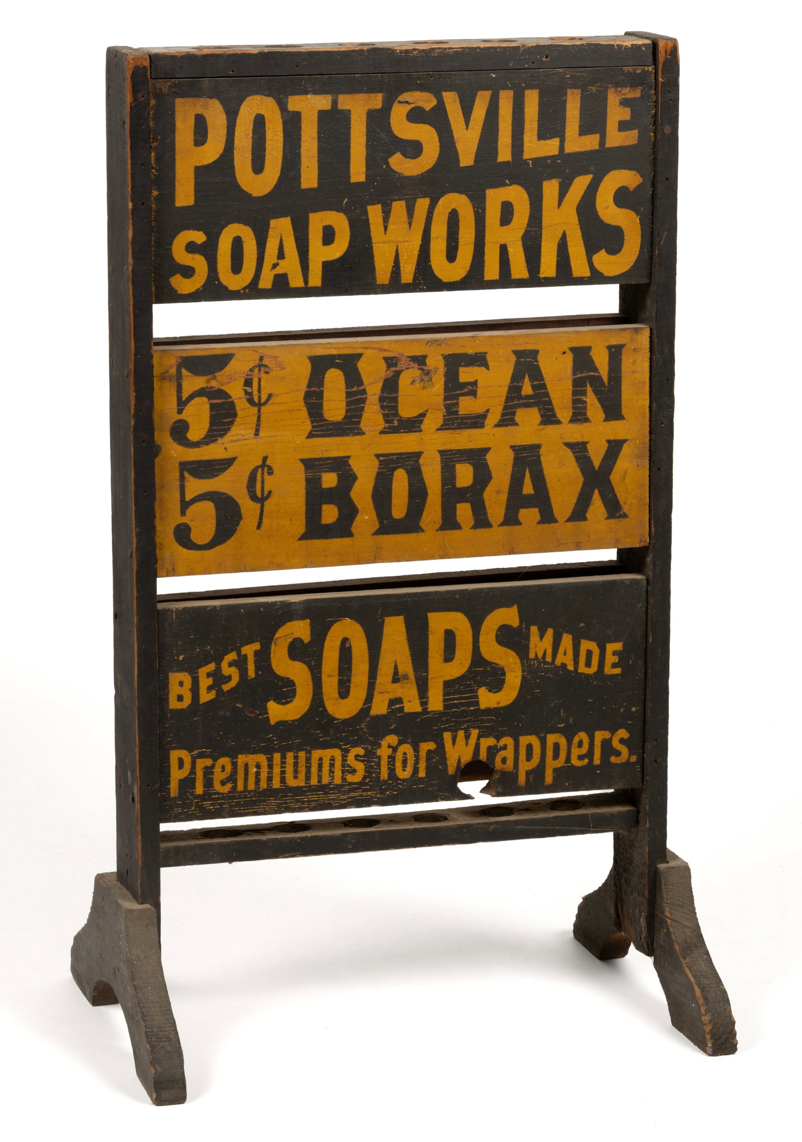 POTTSVILLE SOAP WORKS PAINTED PINE GENERAL STORE ADVERTISING BROOM DISPLAY (1 of 3)