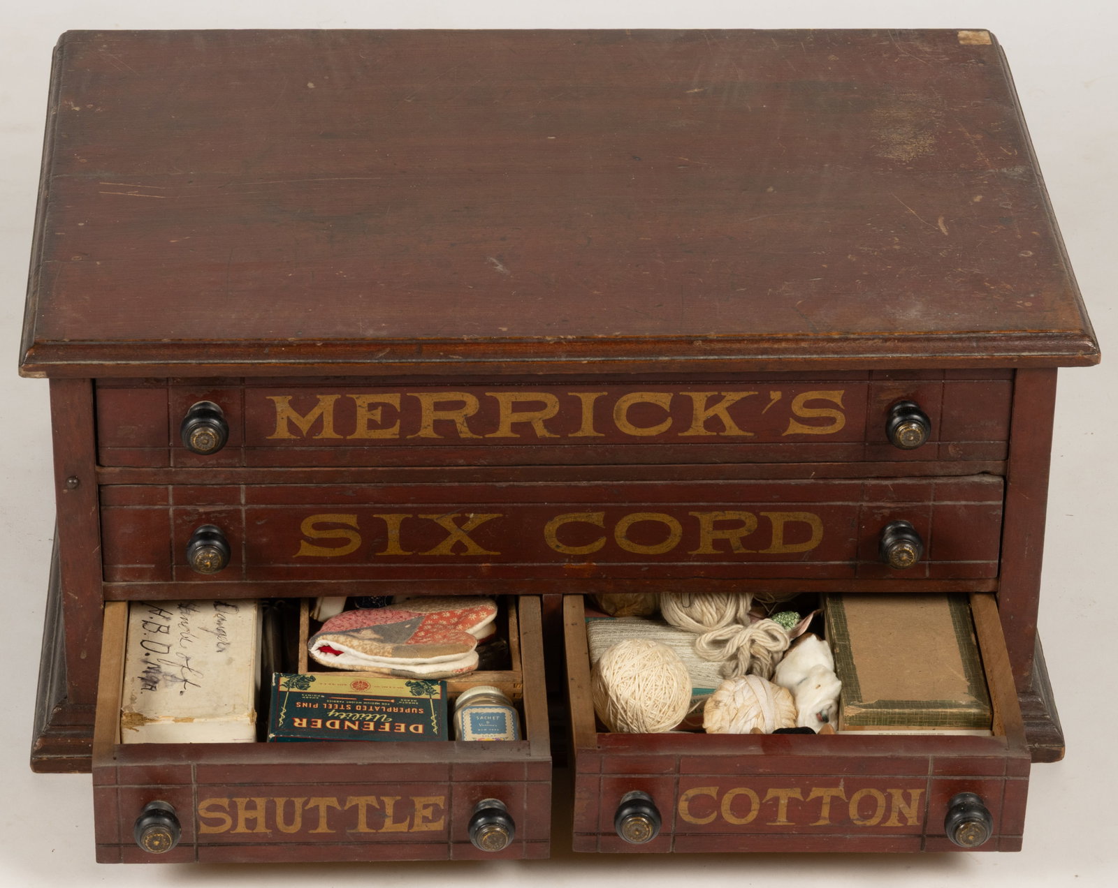 MERRICK'S PAINTED MAPLE SPOOL CUPBOARD - 4