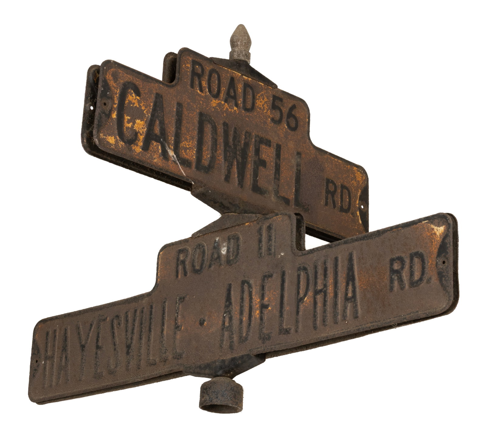 MID-ATLANTIC "HAYESVILLE-ADELPHIA" AND "CALDWELL ROAD" STREET SIGN (1 of 2)