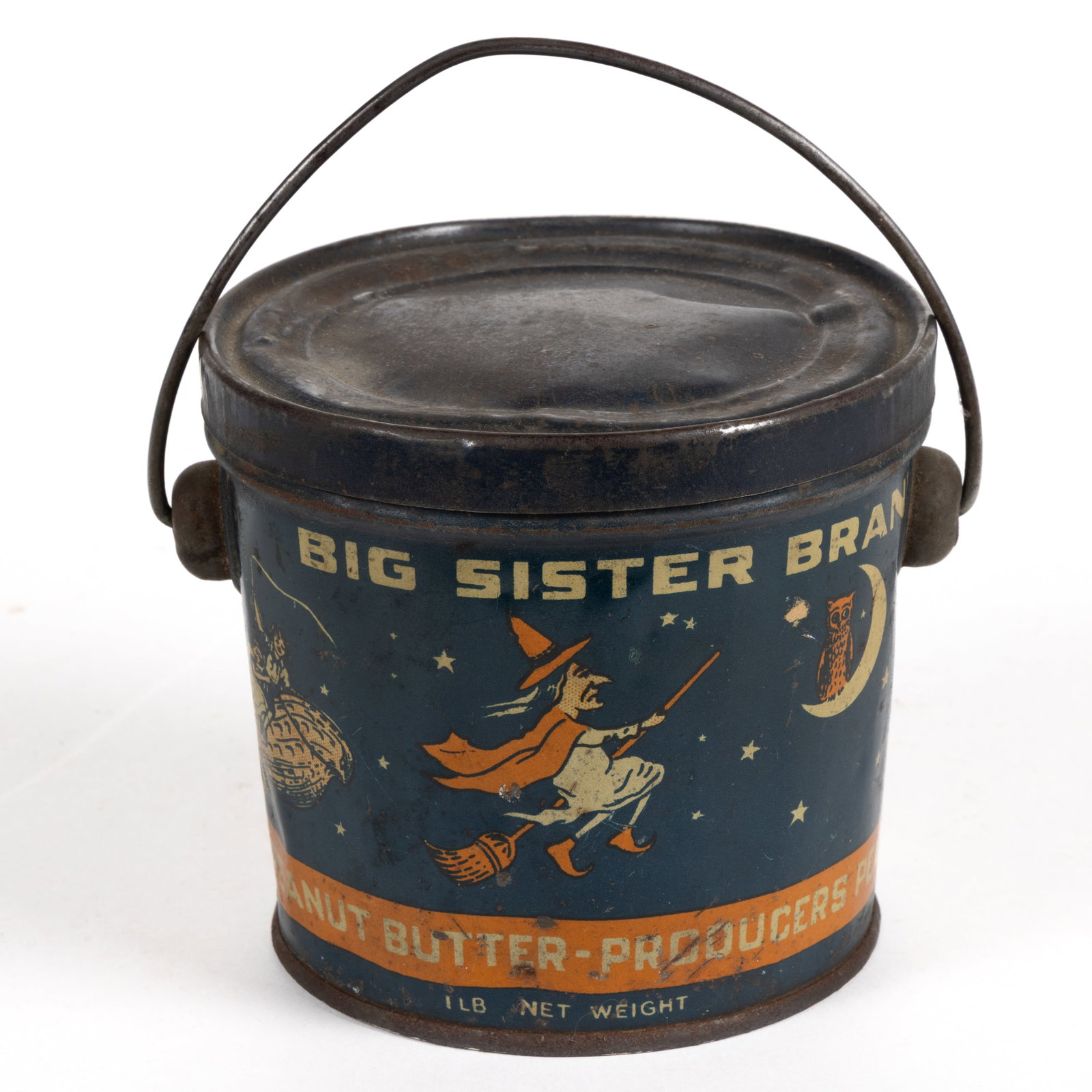 LITHOGRAPHED HALLOWEEN "BIG SISTER BRAND" ONE POUND PEANUT BUTTER TIN (1 of 4)