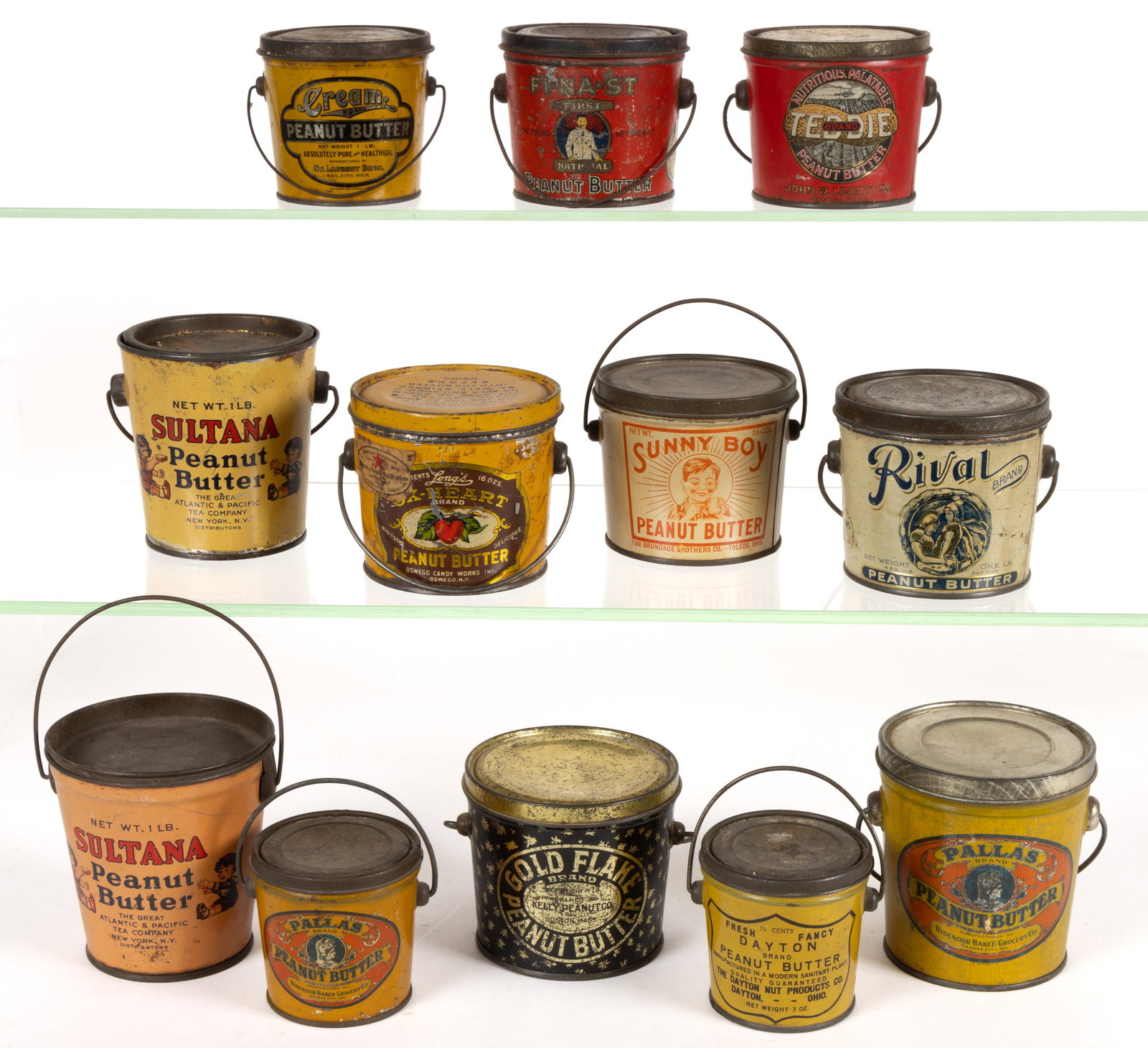 ASSORTED LITHOGRAPHED PEANUT BUTTER TINS, LOT OF 12 (1 of 1)