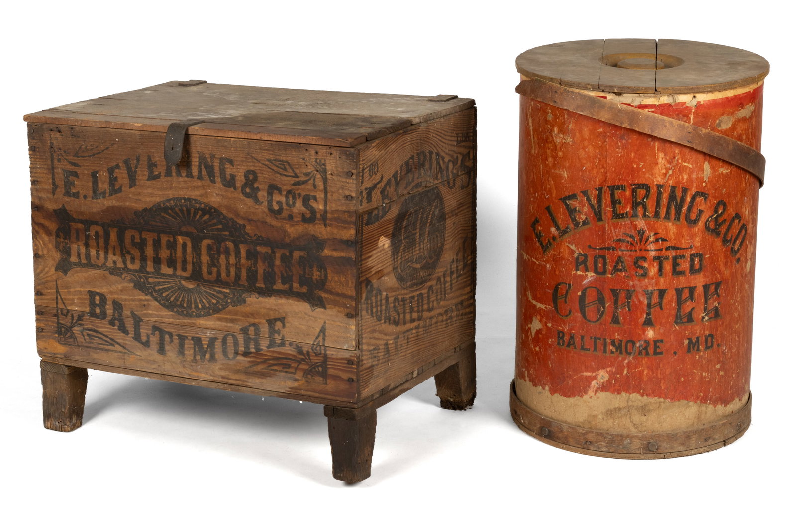 E. LEVERING & CO. ROASTED COFFEE, BALTIMORE, MARYLAND COUNTRY-STORE ADVERTISING CRATE AND BARREL / (1 of 6)