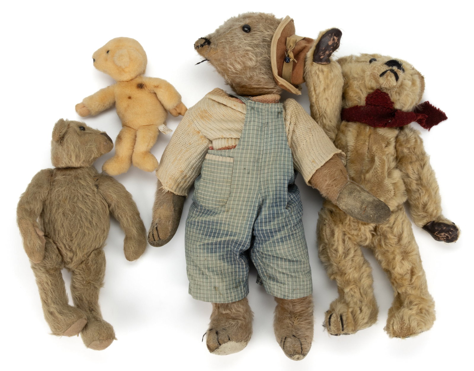 ASSORTED ANTIQUE / VINTAGE STUFFED ANIMAL TEDDY BEARS, LOT OF FOUR (1 of 2)