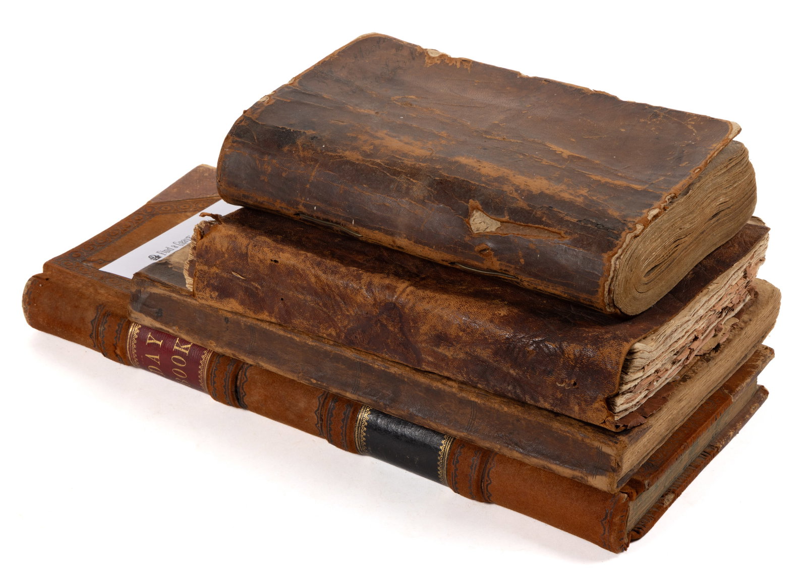 ASSORTED LEDGERS AND OTHER ARCHIVAL MATERIAL, LOT OF FOUR: ASSORTED LEDGERS AND OTHER ARCHIVAL MATERIAL, LOT OF FOUR, including a Connecticut ledger and diary, the front part being a daybook kept by Capt. Aaron Chatterton (1791-1842) of Hamden, New Haven Co.,