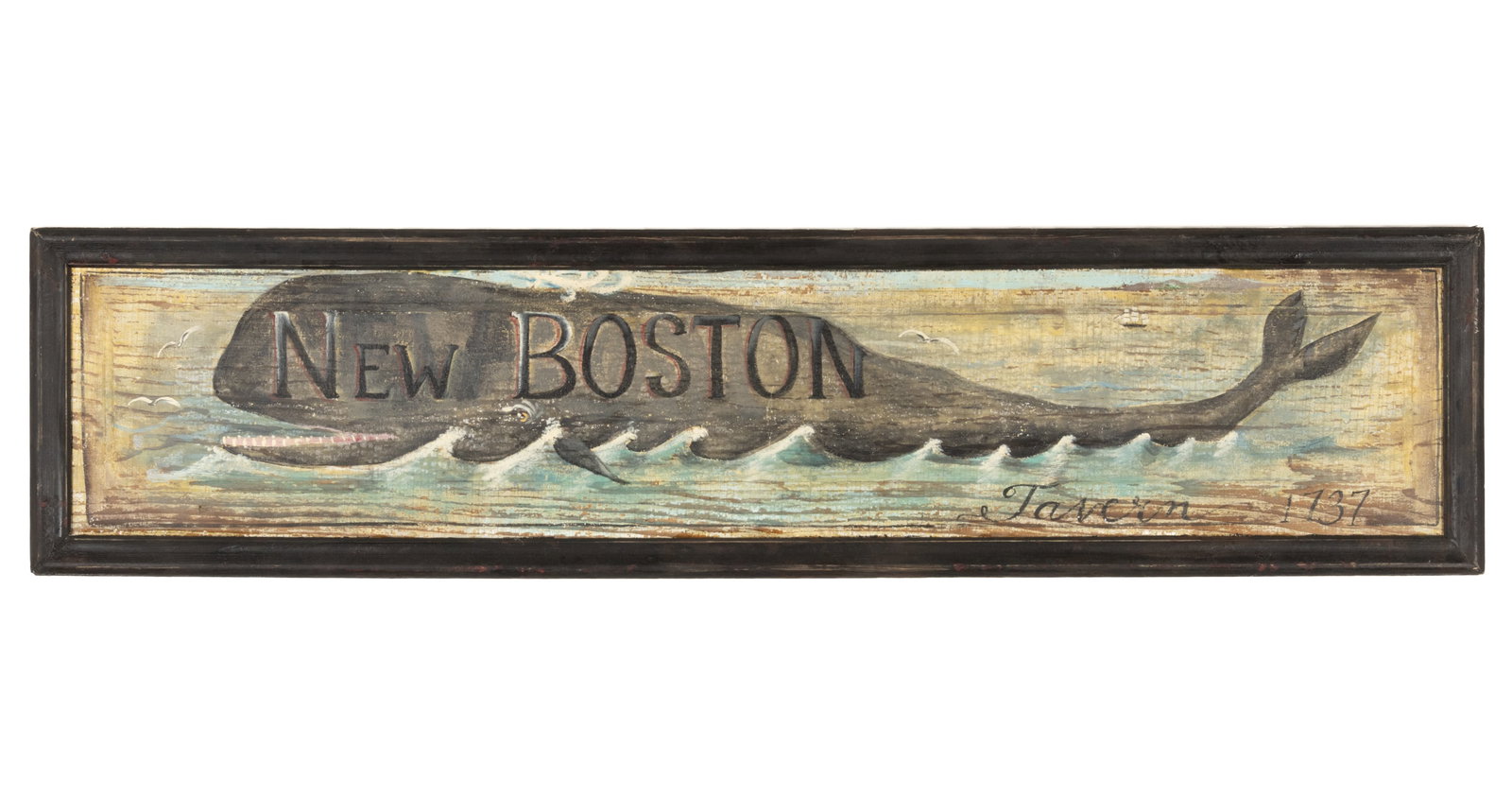 AMERICAN FOLK ART PAINTED WHALE TAVERN SIGN (1 of 4)