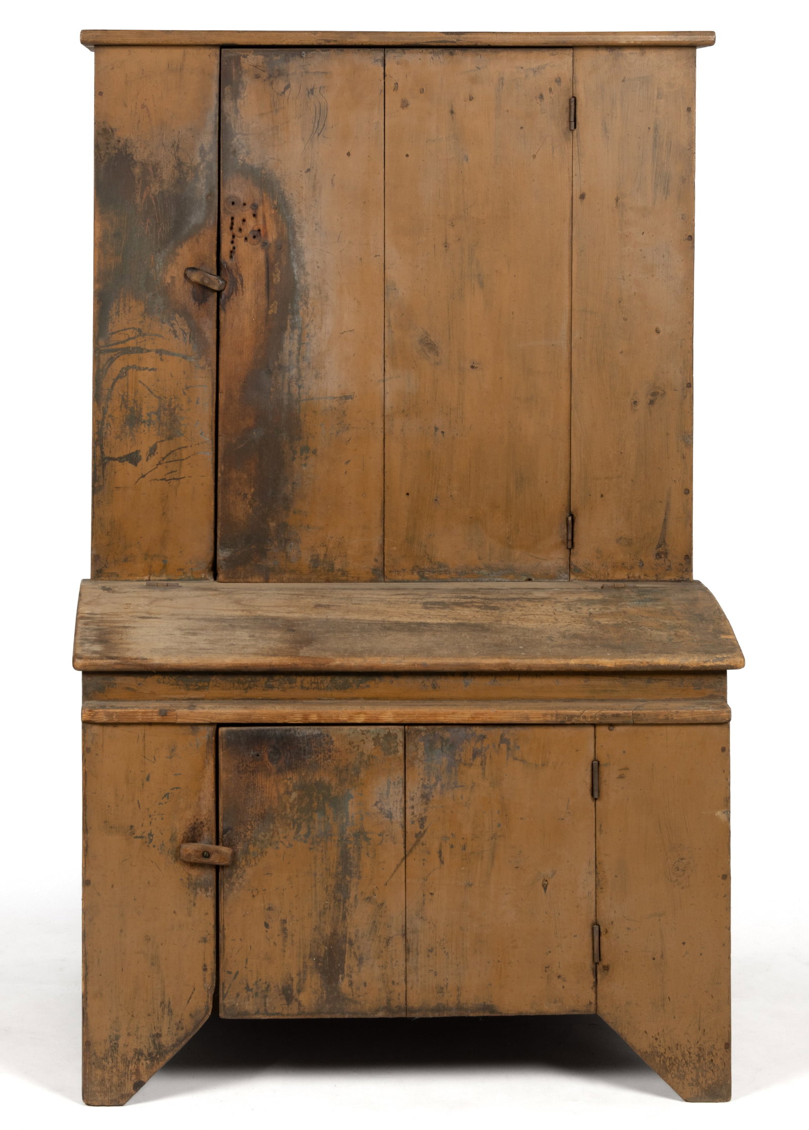 NEW ENGLAND PAINTED PINE STEPBACK / DESK CUPBOARD (1 of 6)