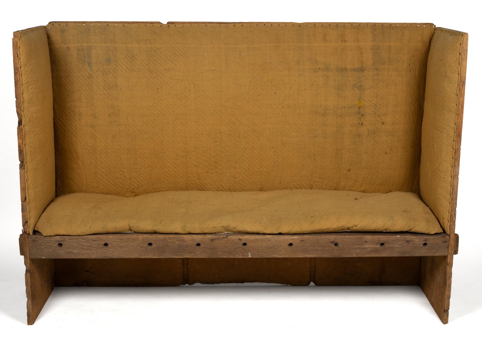 NEW ENGLAND HOMESPUN-UPHOLSTERED MAKE-DO SOFA / SETTLE (1 of 6)