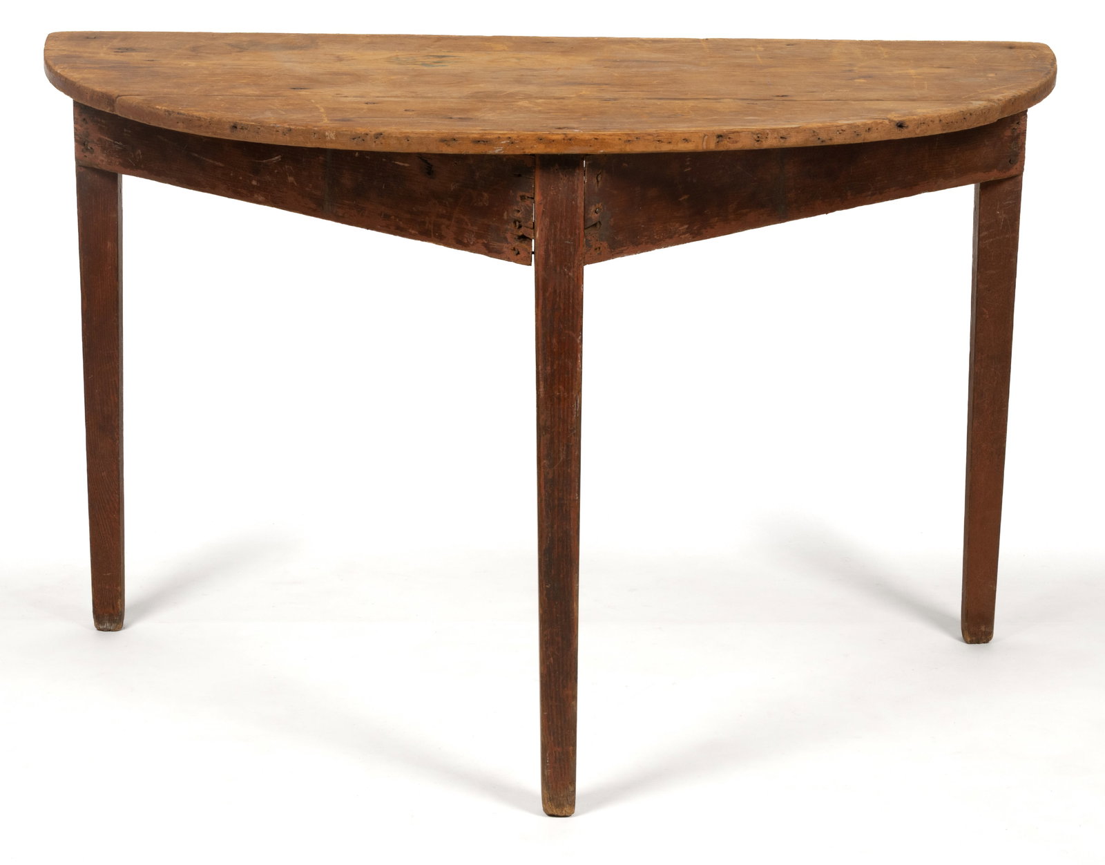 AMERICAN COUNTRY PAINTED PINE AND OAK / HICKORY DEMILUNE TABLE (1 of 5)