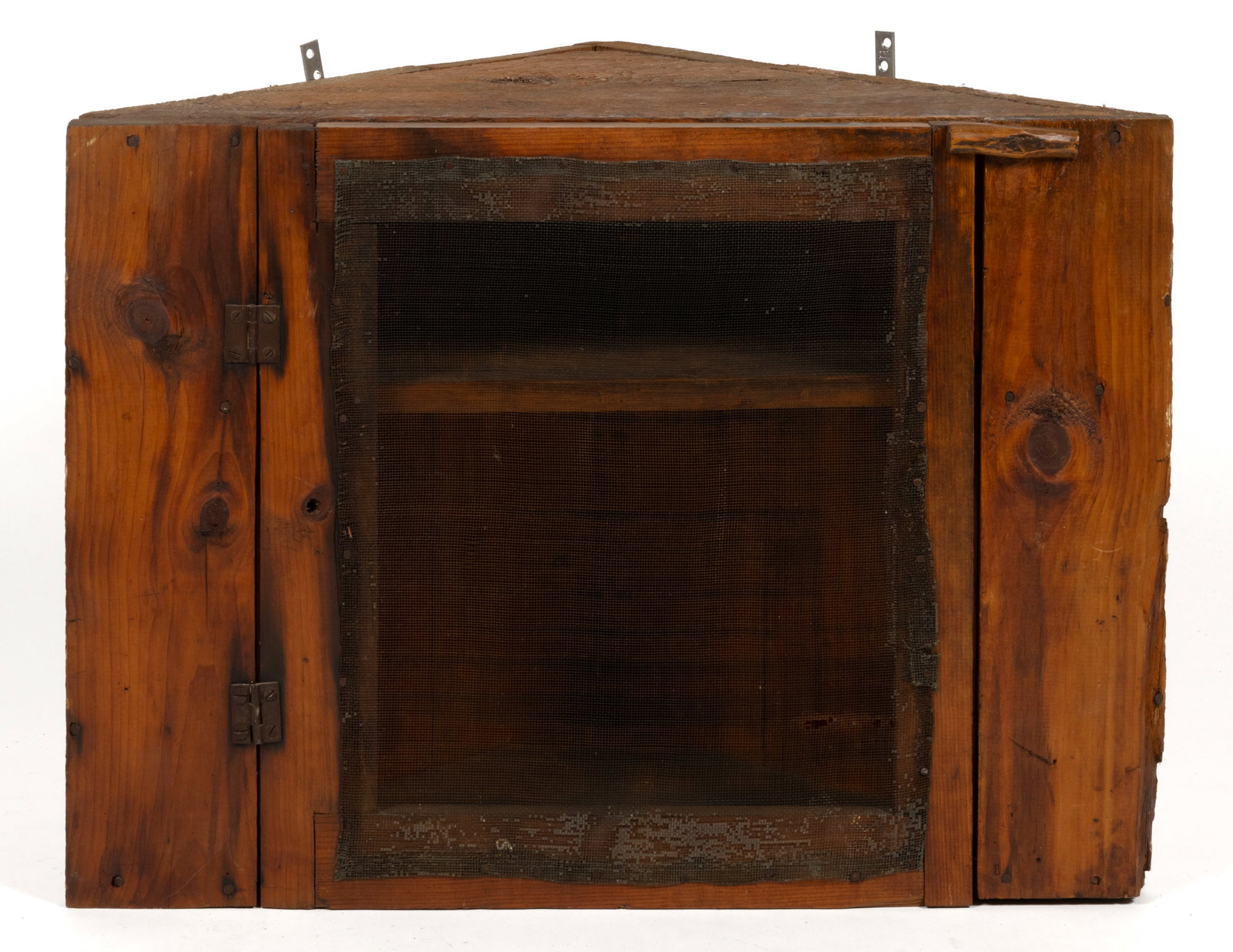 AMERICAN PINE DIMINUTIVE HANGING CORNER CUPBOARD / FOOD / PIE SAFE (1 of 4)