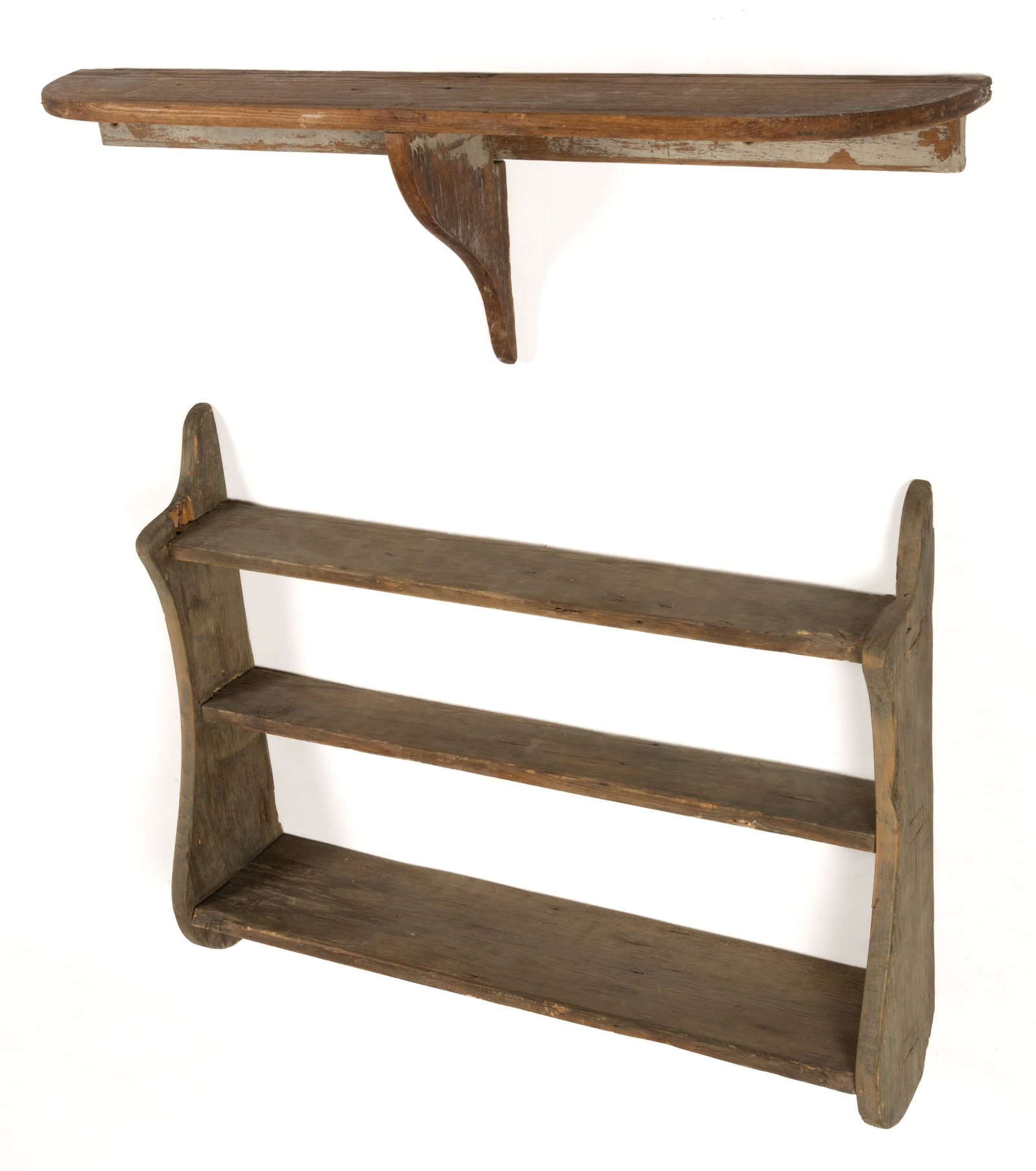 COUNTRY WALL-HANGING SHELVES, LOT OF TWO (1 of 2)
