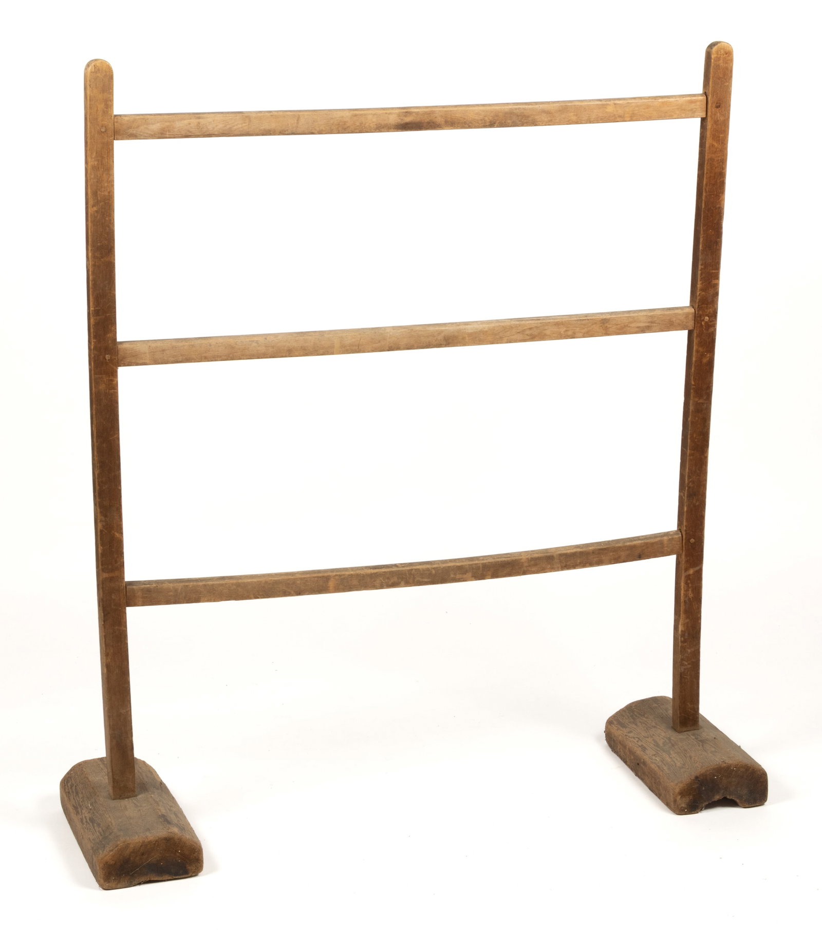 AMERICAN COUNTRY PINE DRYING RACK: AMERICAN COUNTRY PINE DRYING RACK, through-mortised form retaining a dry, natural surface. Second half 19th century. 43 1/2" HOA, 39" WOA, 12" DOA. Provenance: The estate collection of