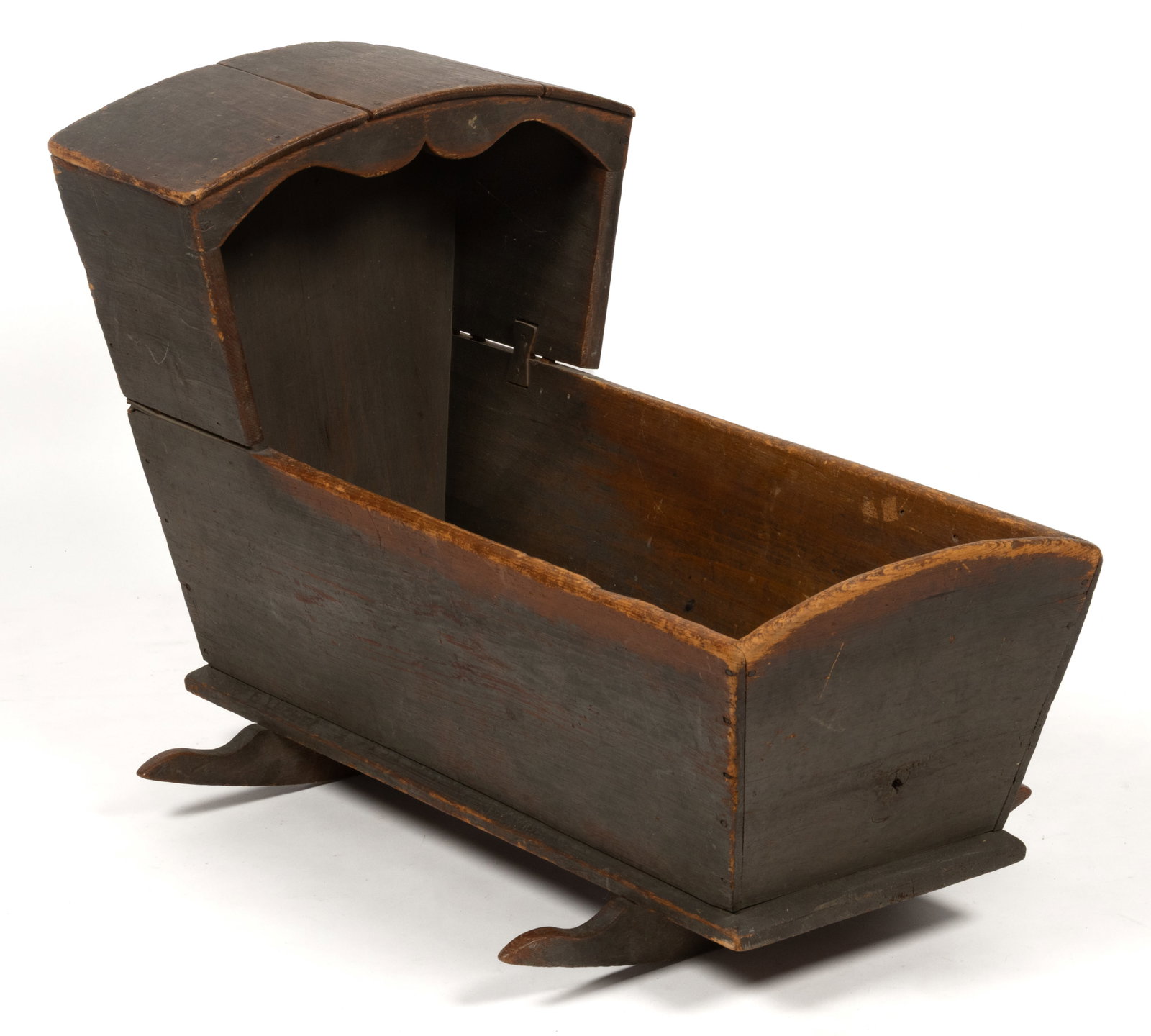 NEW ENGLAND PAINTED PINE HOODED CRADLE (1 of 4)