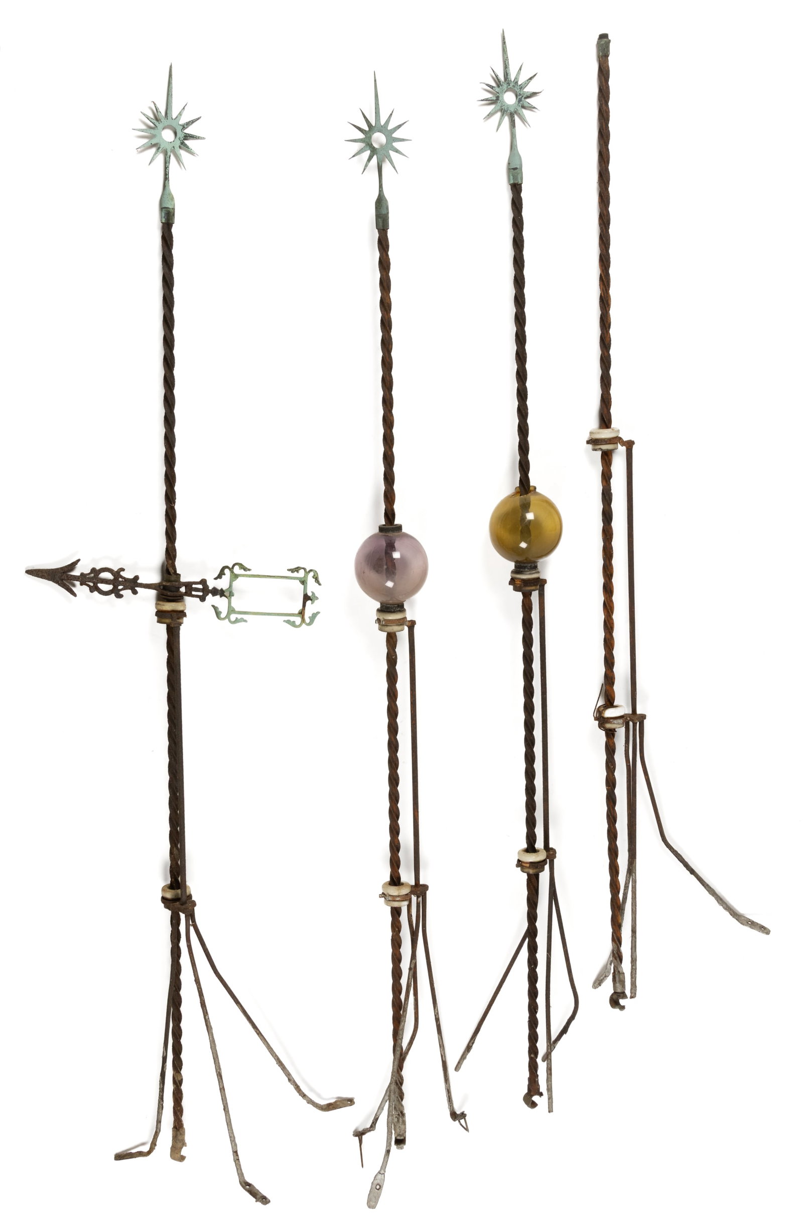 AMERICAN IRON LIGHTNING RODS, LOT OF FOUR (1 of 2)