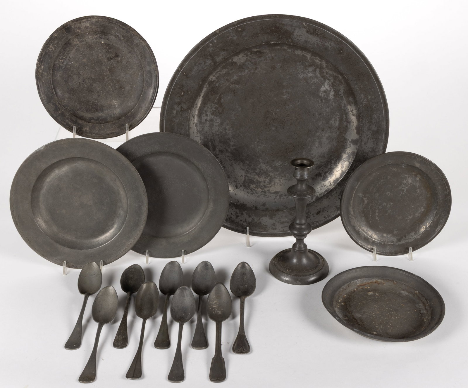 ASSORTED PEWTER DOMESTIC ARTICLES, LOT OF 16 (1 of 1)