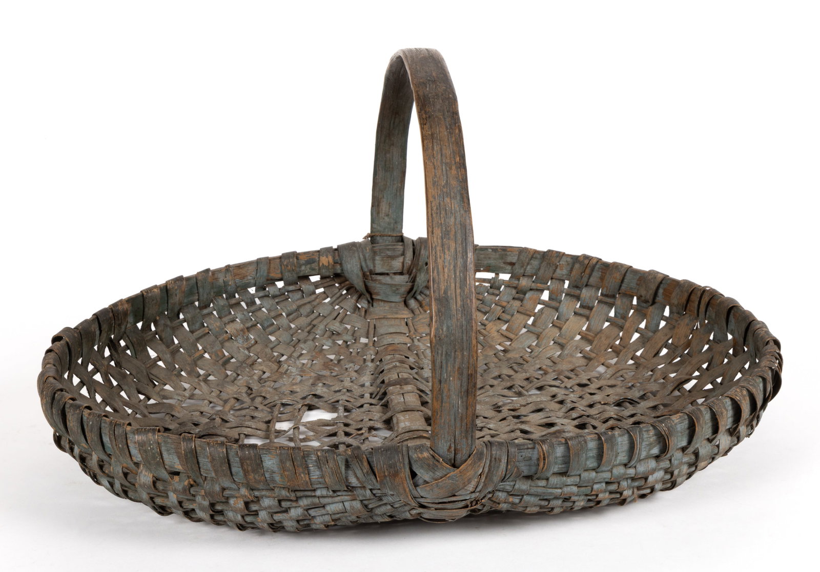 SOUTHERN APPALACHIAN, PROBABLY TENNESSEE OR KENTUCKY, PAINTED RIB-TYPE WOVEN-SPLINT TRAY / DRYING (1 of 4)
