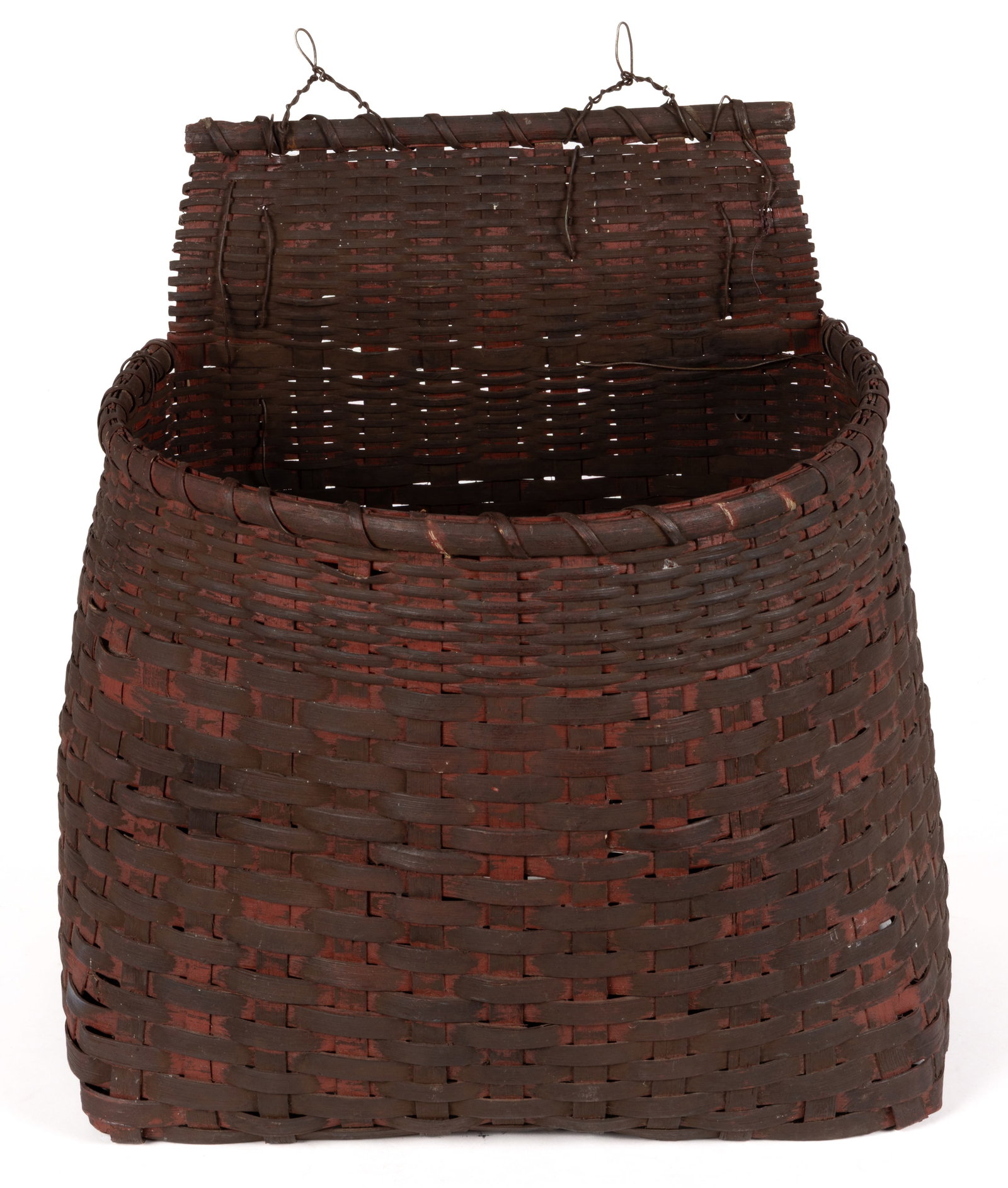 NEW ENGLAND PAINTED STAVE-TYPE WOVEN-SPLINT GATHERING / PACK BASKET (1 of 5)