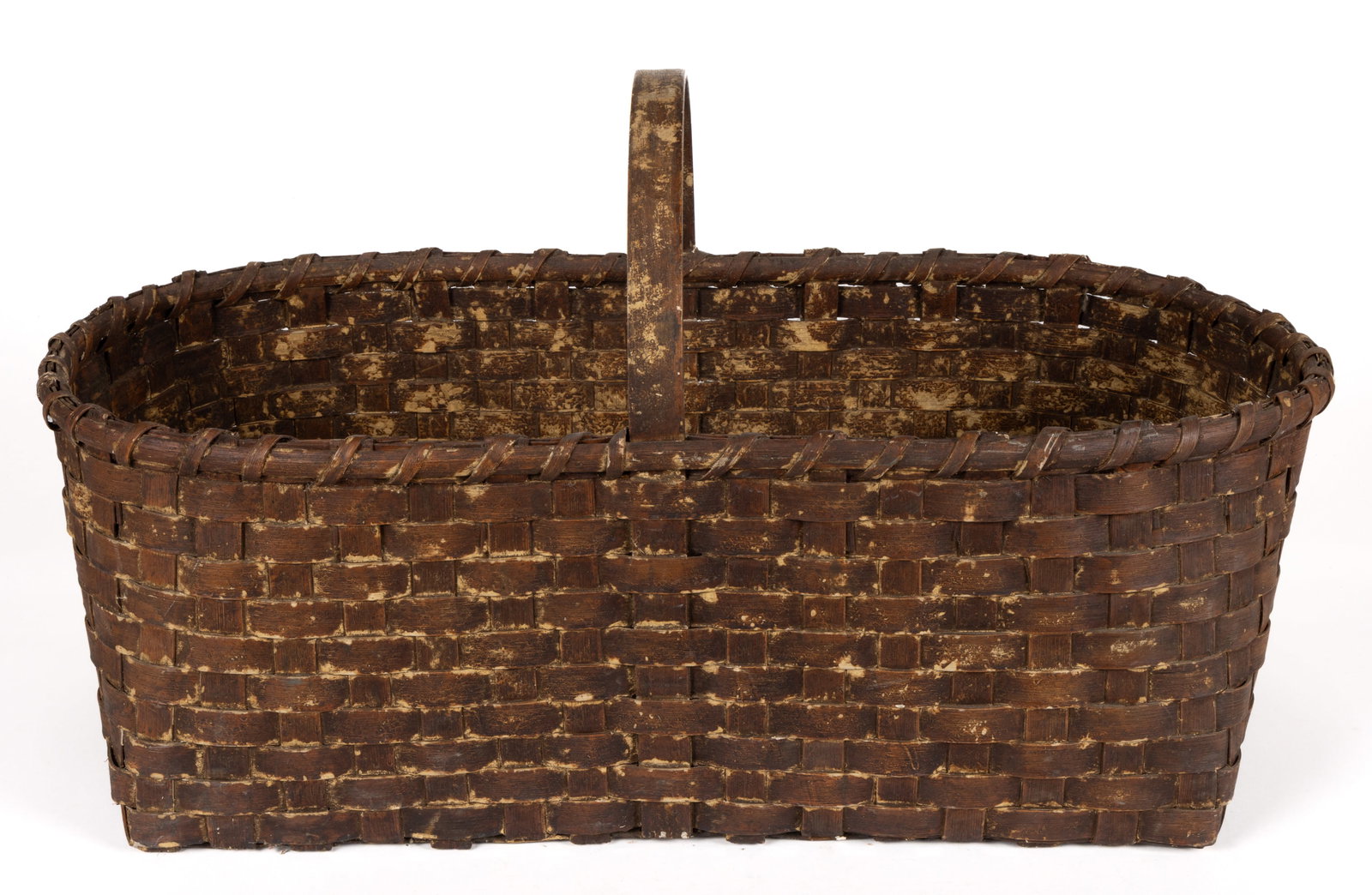 NEW ENGLAND STAVE-TYPE WOVEN-SPLINT GATHERING BASKET (1 of 5)