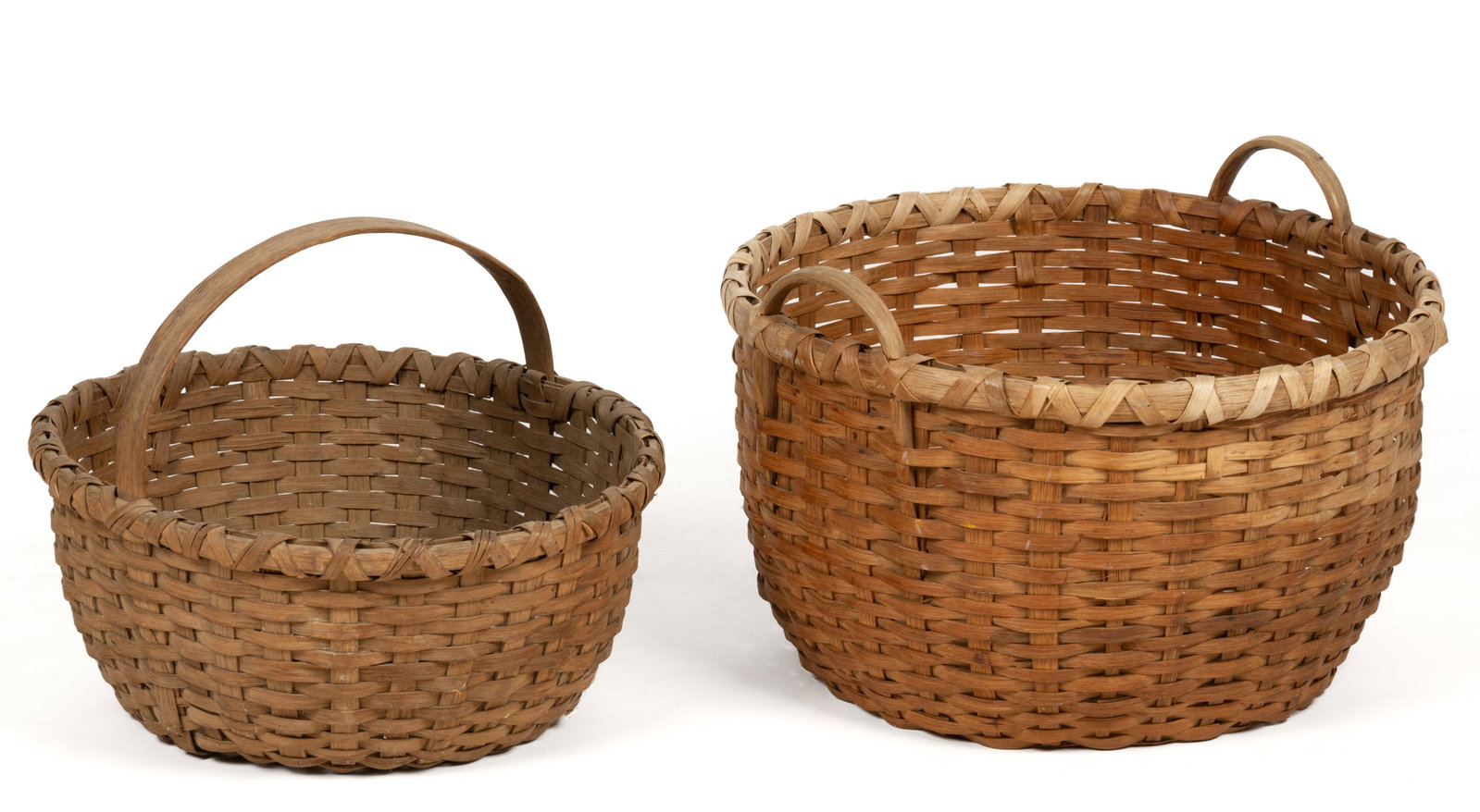 SHENANDOAH VALLEY OF VIRGINIA STAVE-TYPE WOVEN-SPLINT BASKETS, LOT OF TWO (1 of 5)