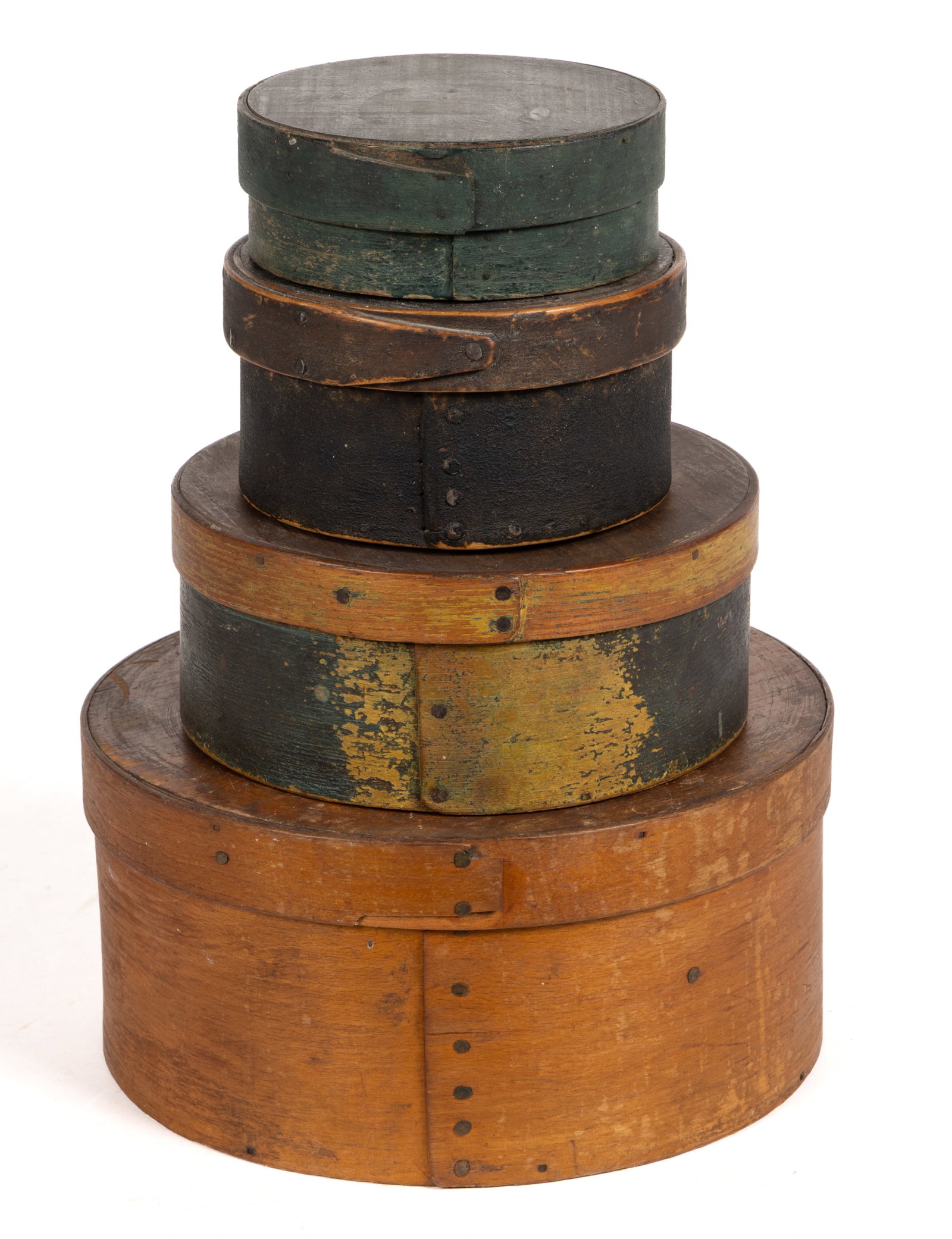AMERICAN PAINTED AND NATURAL BENTWOOD PANTRY BOXES, LOT OF FOUR (1 of 6)