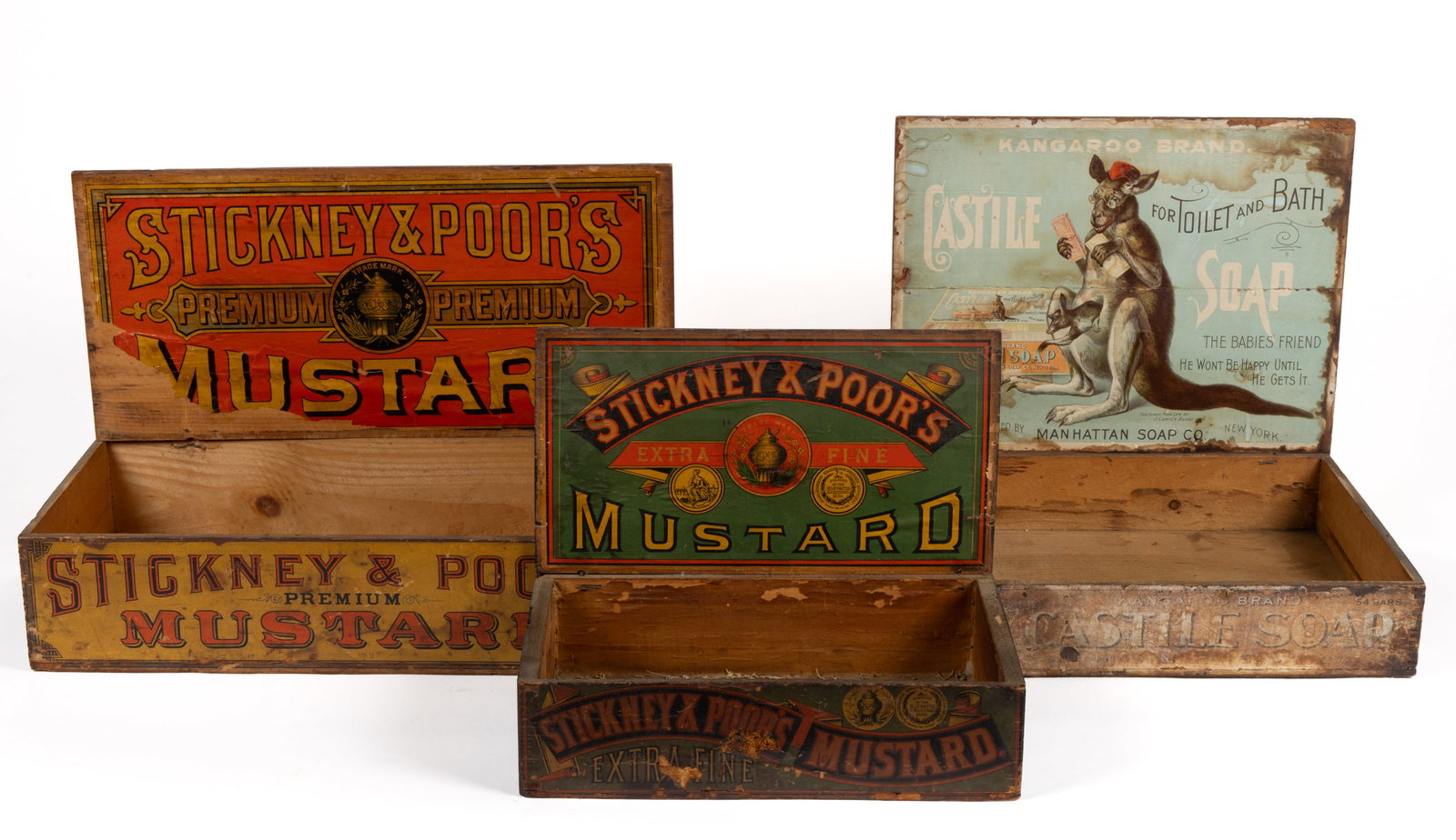 ASSORTED LITHOGRAPHED PAPER AND WOOD ADVERTISING BOXES / CRATES, LOT OF THREE (1 of 3)