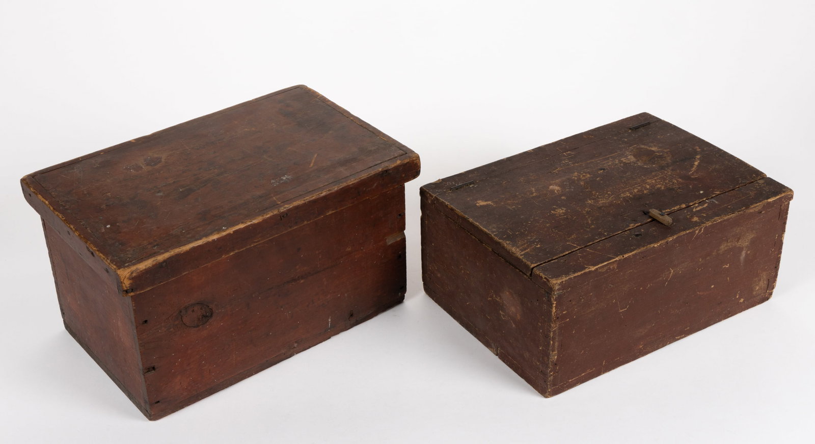 AMERICAN PAINTED PINE AND POPLAR BOX AND DIMINUTIVE CUPBOARD, LOT OF TWO (1 of 4)