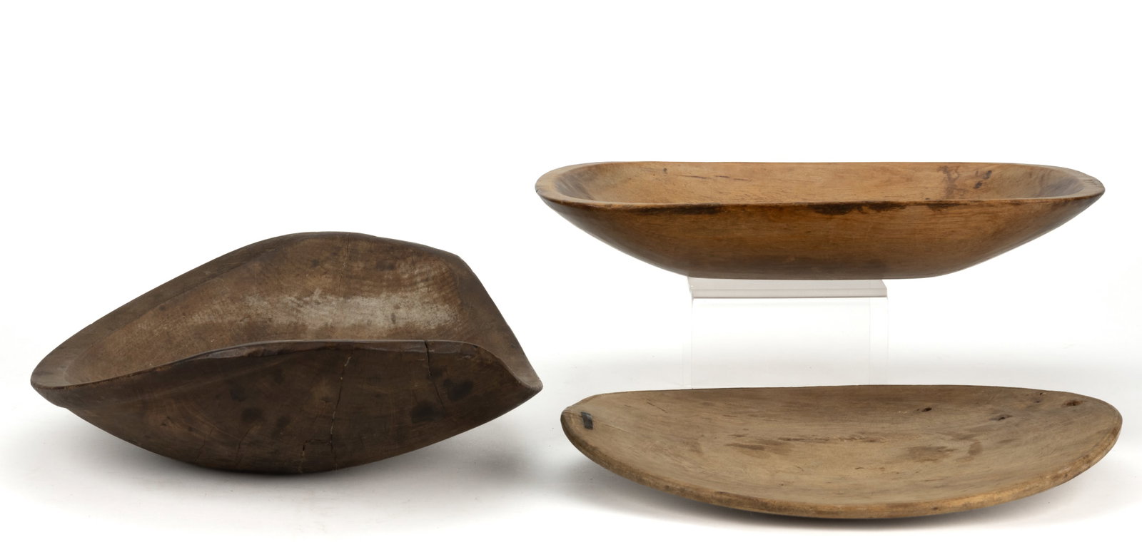 ASSORTED TURNED / CARVED TREEN TRENCHERS / CHARGER, LOT OF THREE (1 of 3)