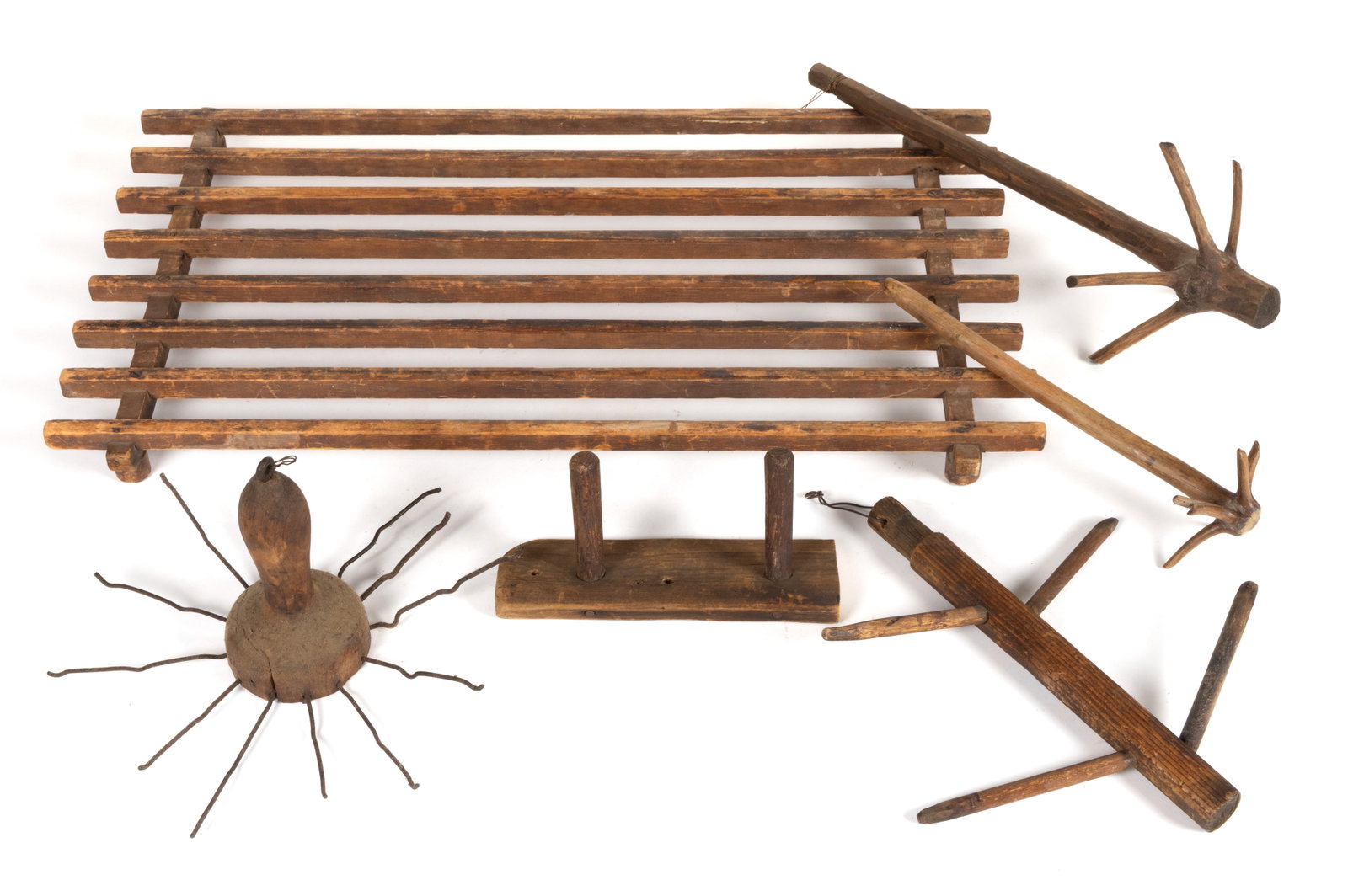 ASSORTED WOODEN COUNTRY DOMESTIC ARTICLES, LOT OF SIX (1 of 1)