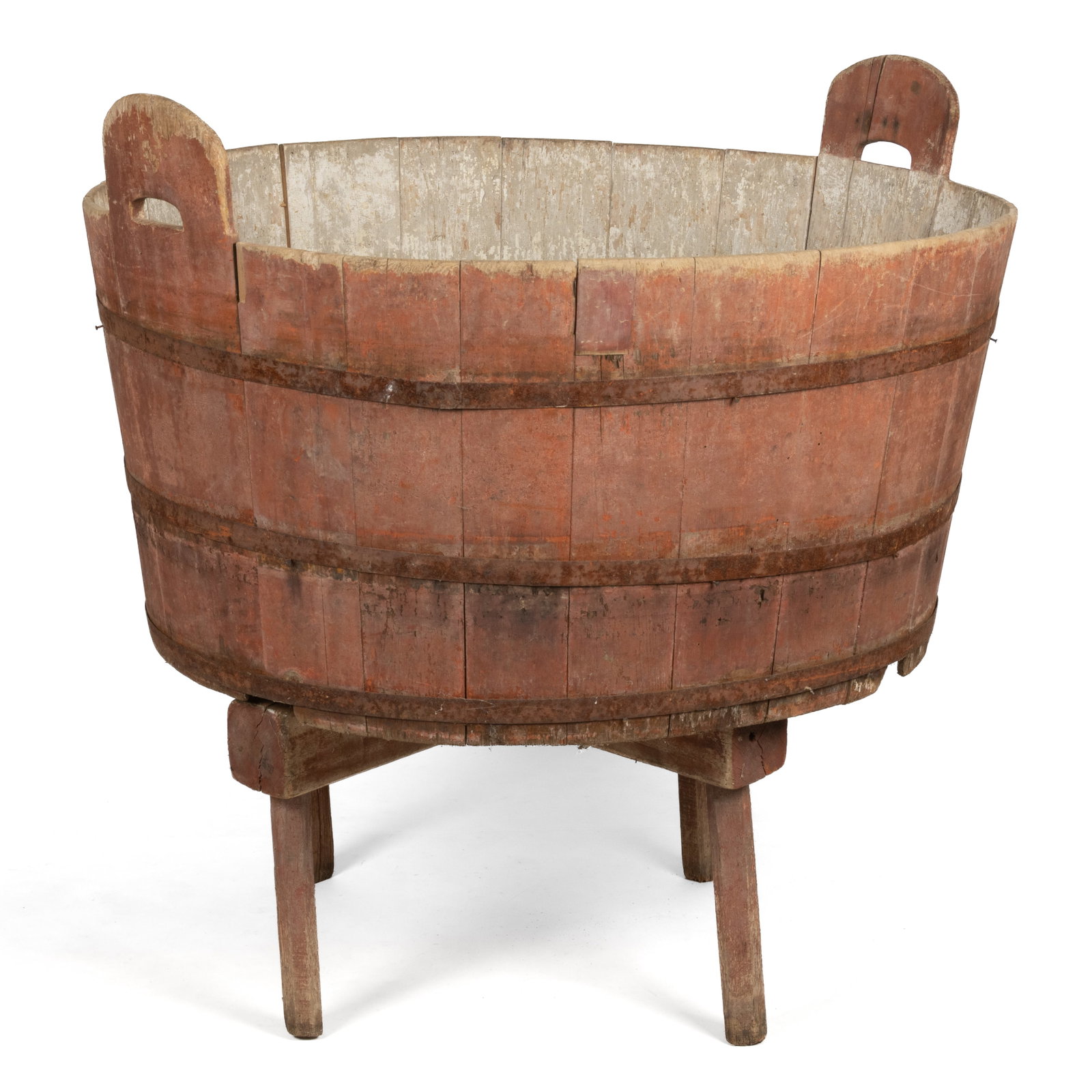 MID-ATLANTIC PAINTED PINE MASSIVE WASH TUB AND STAND, LOT OF TWO (1 of 7)
