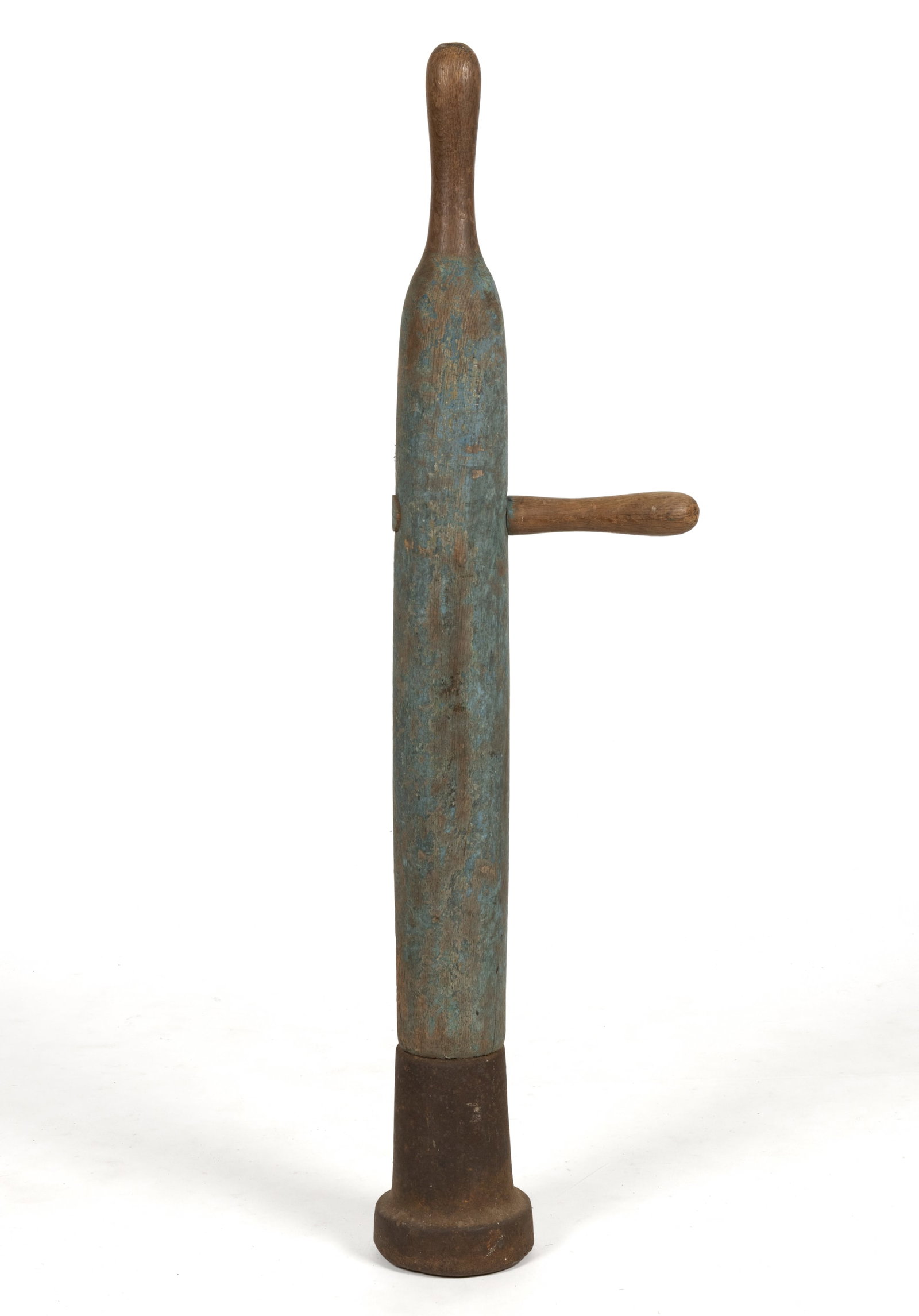 AMERICAN PAINTED OAK AND CAST-IRON TAMPER (1 of 3)
