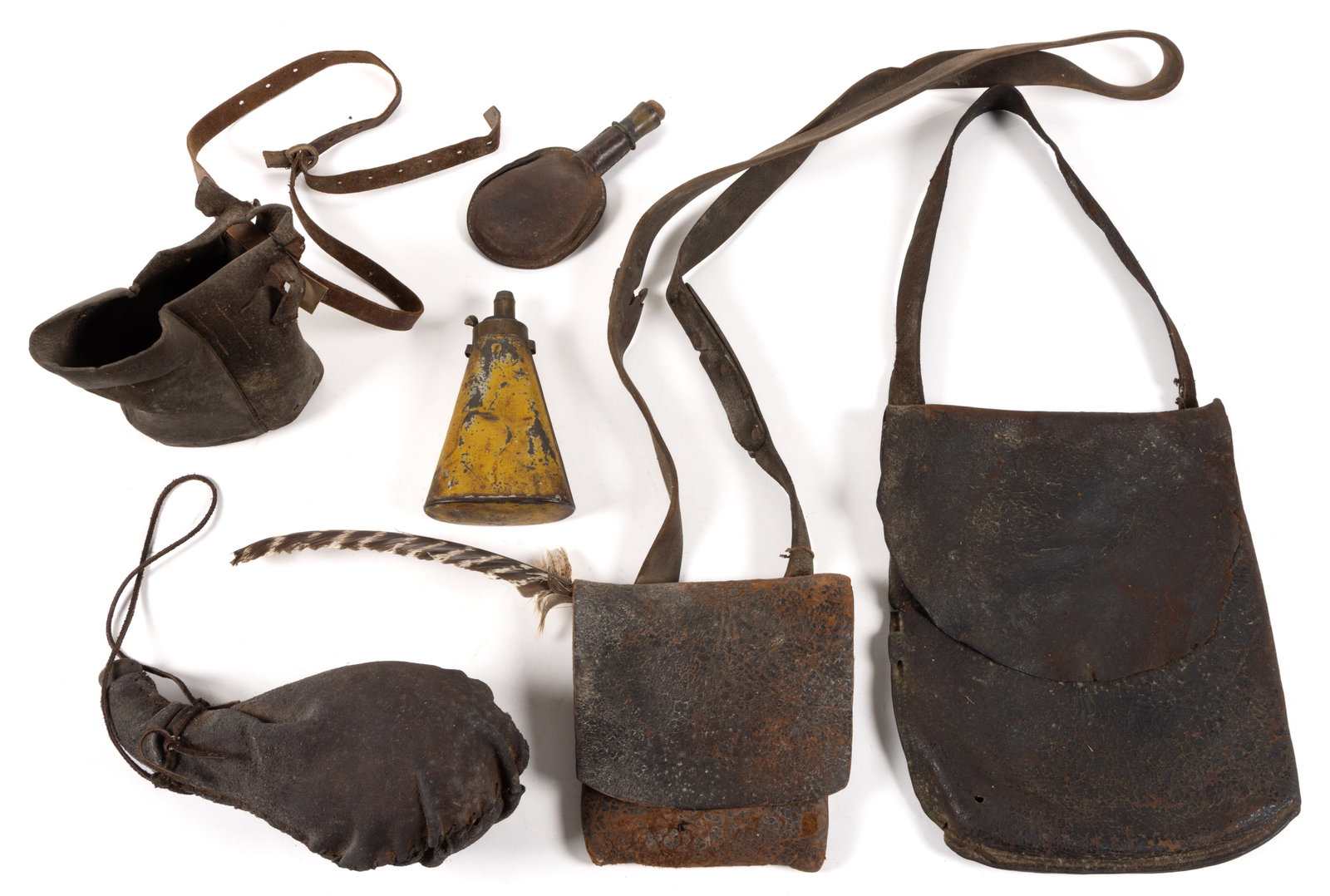 AMERICAN FRONTIER HUNTING ACCOUTREMENTS, LOT OF SIX (1 of 1)