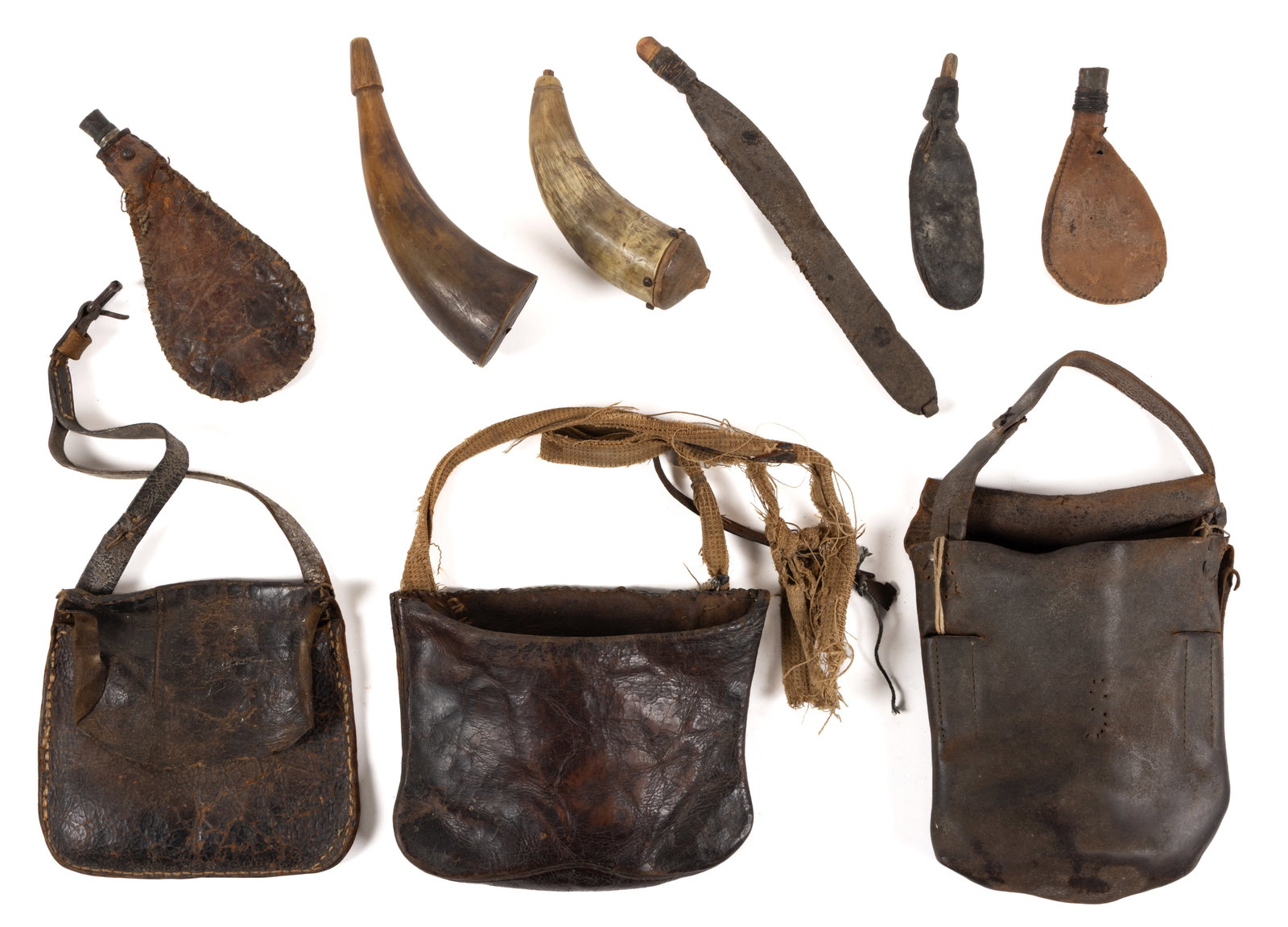 AMERICAN FRONTIER HUNTING BAGS WITH ACCOUTREMENTS, LOT OF THREE (1 of 1)