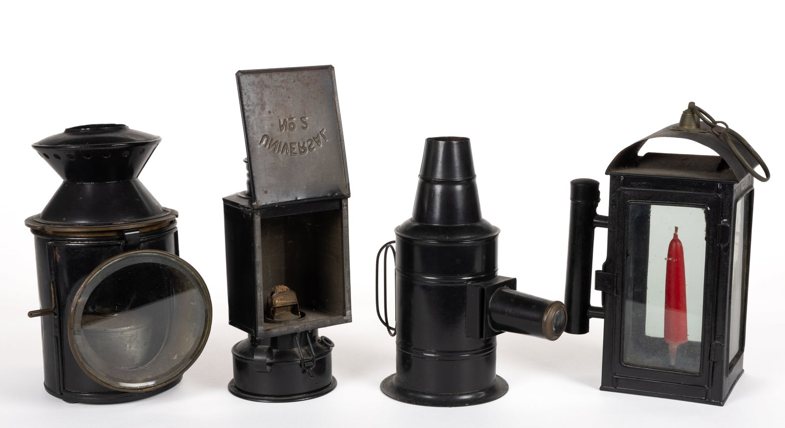 ASSORTED SHEET-IRON LANTERNS, LOT OF FOUR (1 of 2)