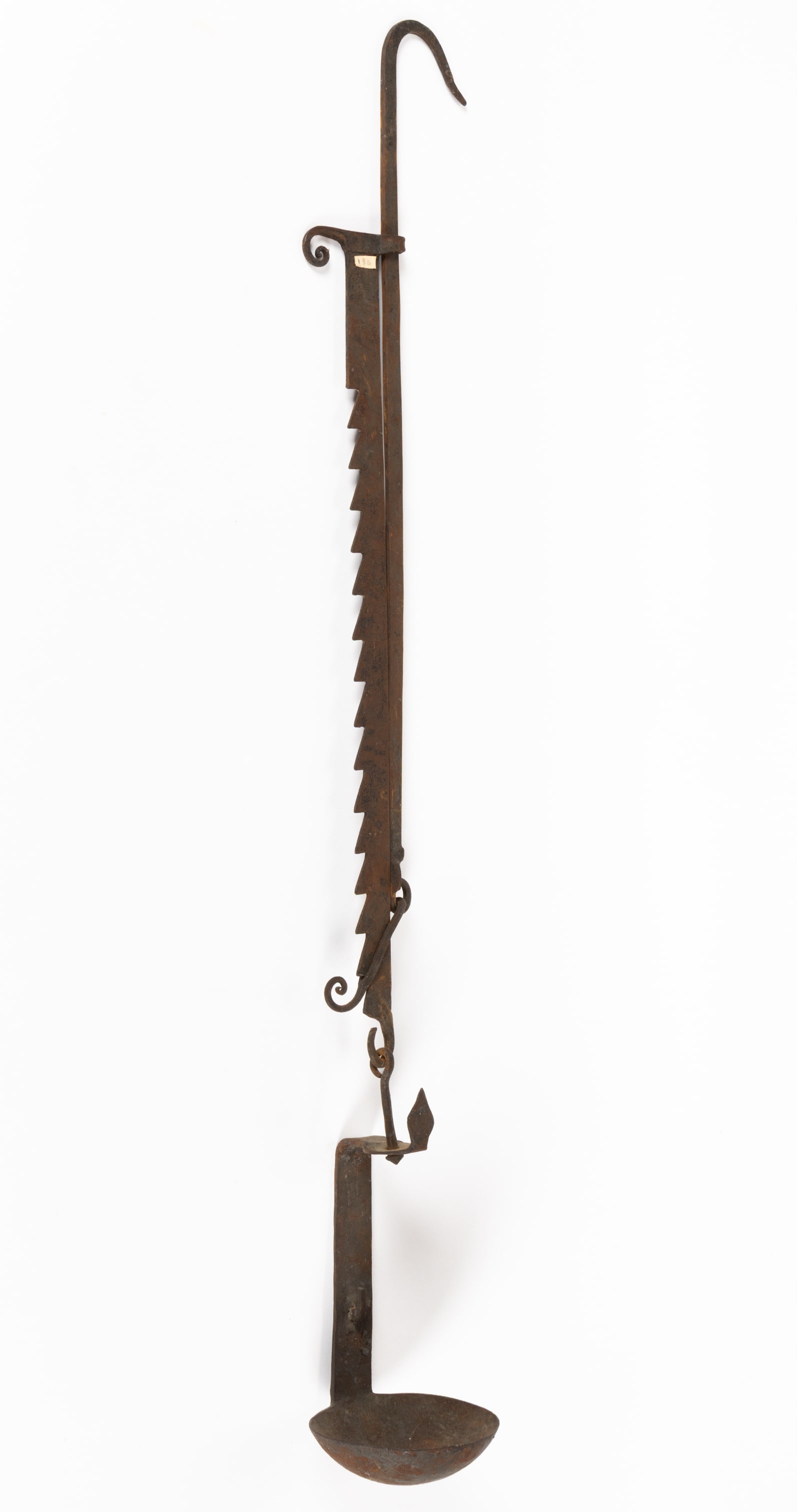 WROUGHT-IRON HANGING CRUSIE WITH ADJUSTABLE TRAMMEL (1 of 3)