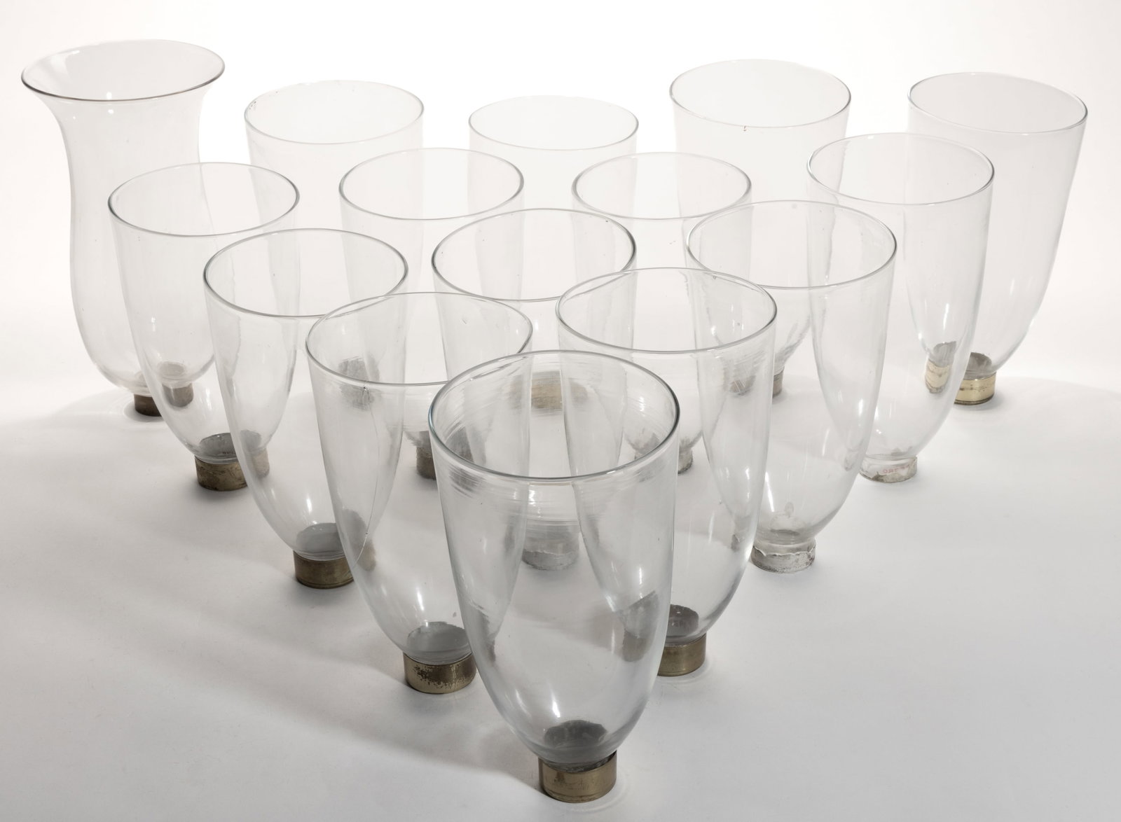 EARLY AMERICAN-STYLE REPRODUCTION GLASS HURRICANE SHADES, LOT OF 15 (1 of 1)
