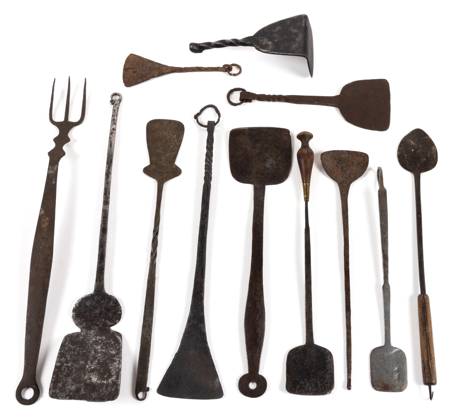 ASSORTED WROUGHT-IRON HEARTH AND FIREPLACE UTENSILS, LOT OF 12 (1 of 1)