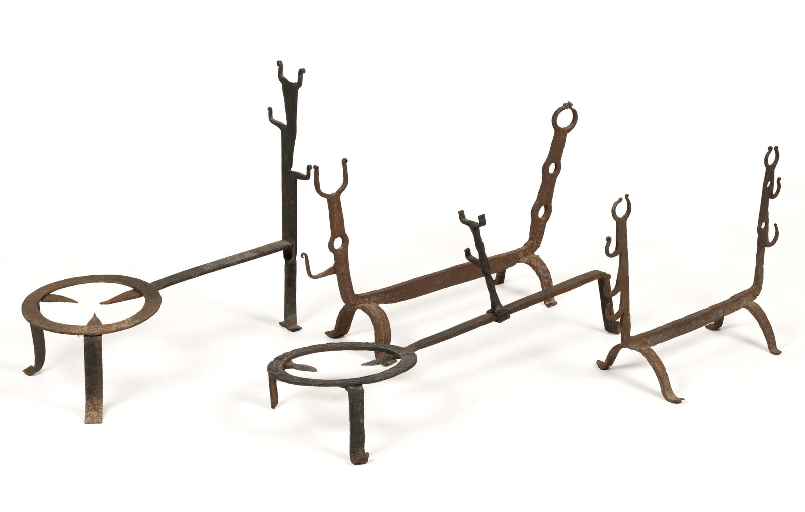 WROUGHT-IRON HEARTH / FIREPLACE ARTICLES, LOT OF FOUR (1 of 2)