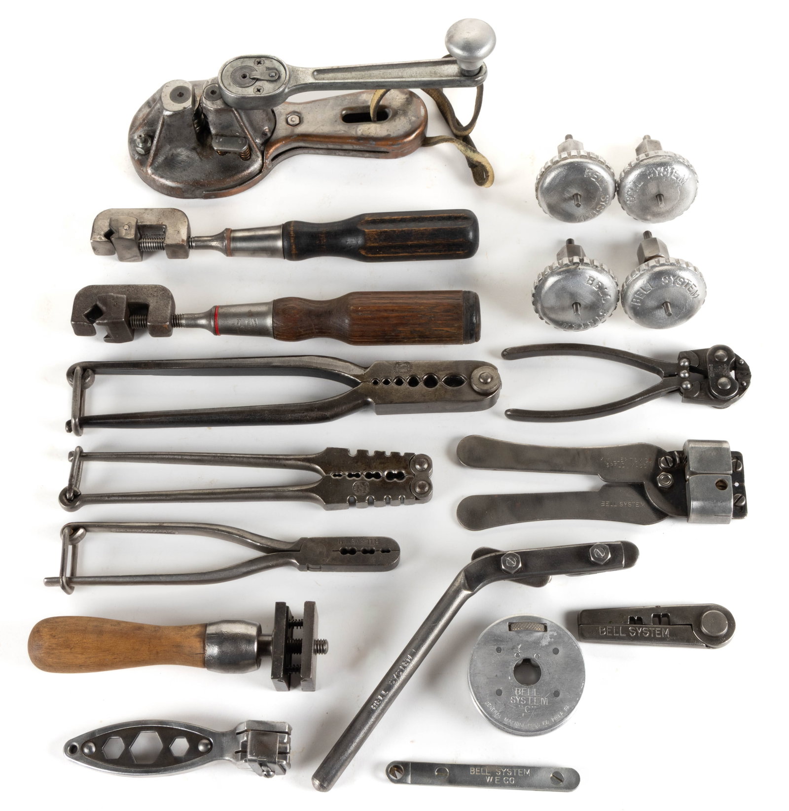 ASSORTED MANUFACTURERS "BELL SYSTEM" CRIMPERS AND OTHER HAND CABLE TOOLS, LOT OF 18 (1 of 1)